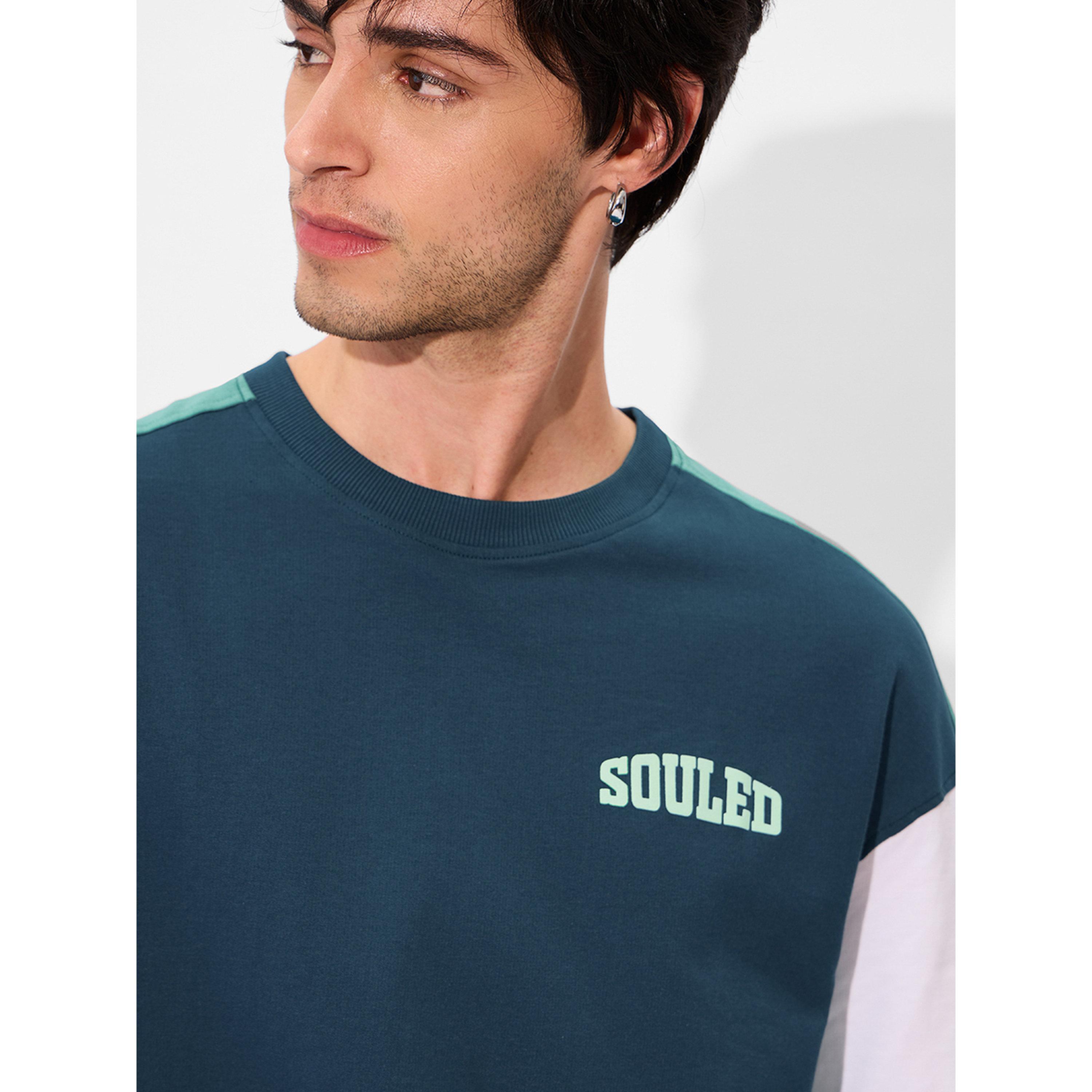 The Souled Store X Styli Teal Color Block Cotton Oversized T-Shirt-men-clothing-tshirtsandpolos-tshirts-image-6