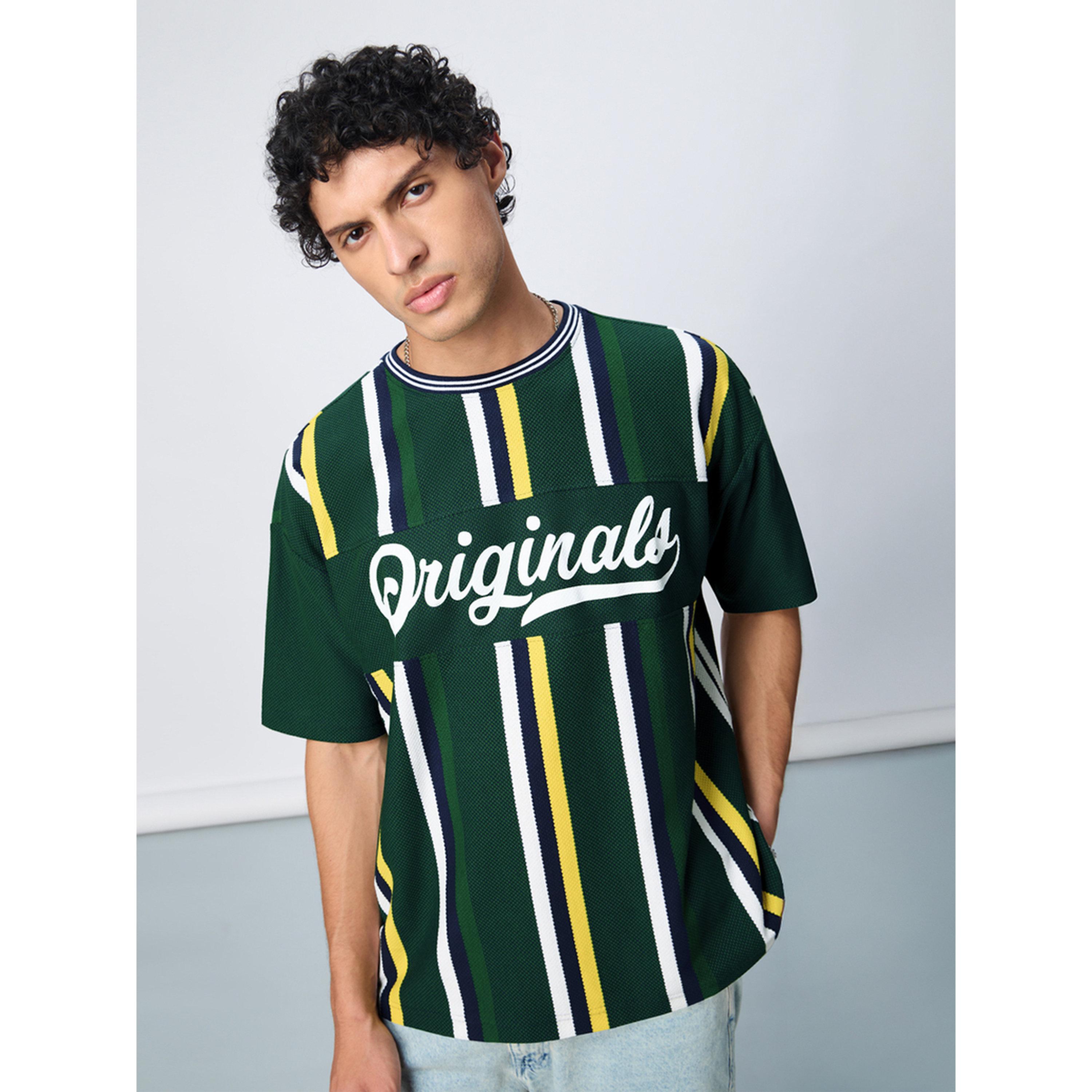 The Souled Store X Styli Green Striped Printed Oversized T-Shirt-men-clothing-tshirtsandpolos-tshirts-image-1