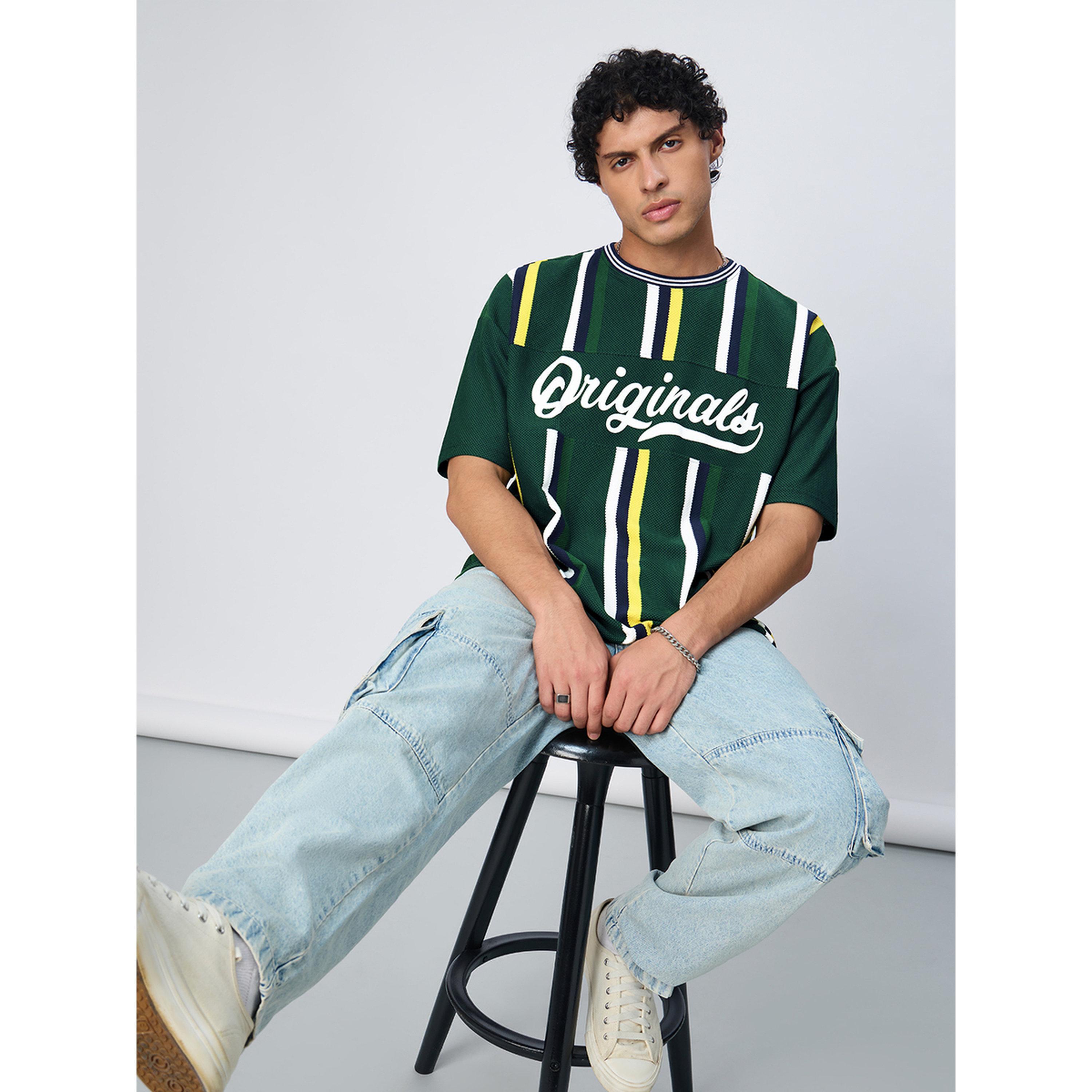 The Souled Store X Styli Green Striped Printed Oversized T-Shirt-men-clothing-tshirtsandpolos-tshirts-image-2