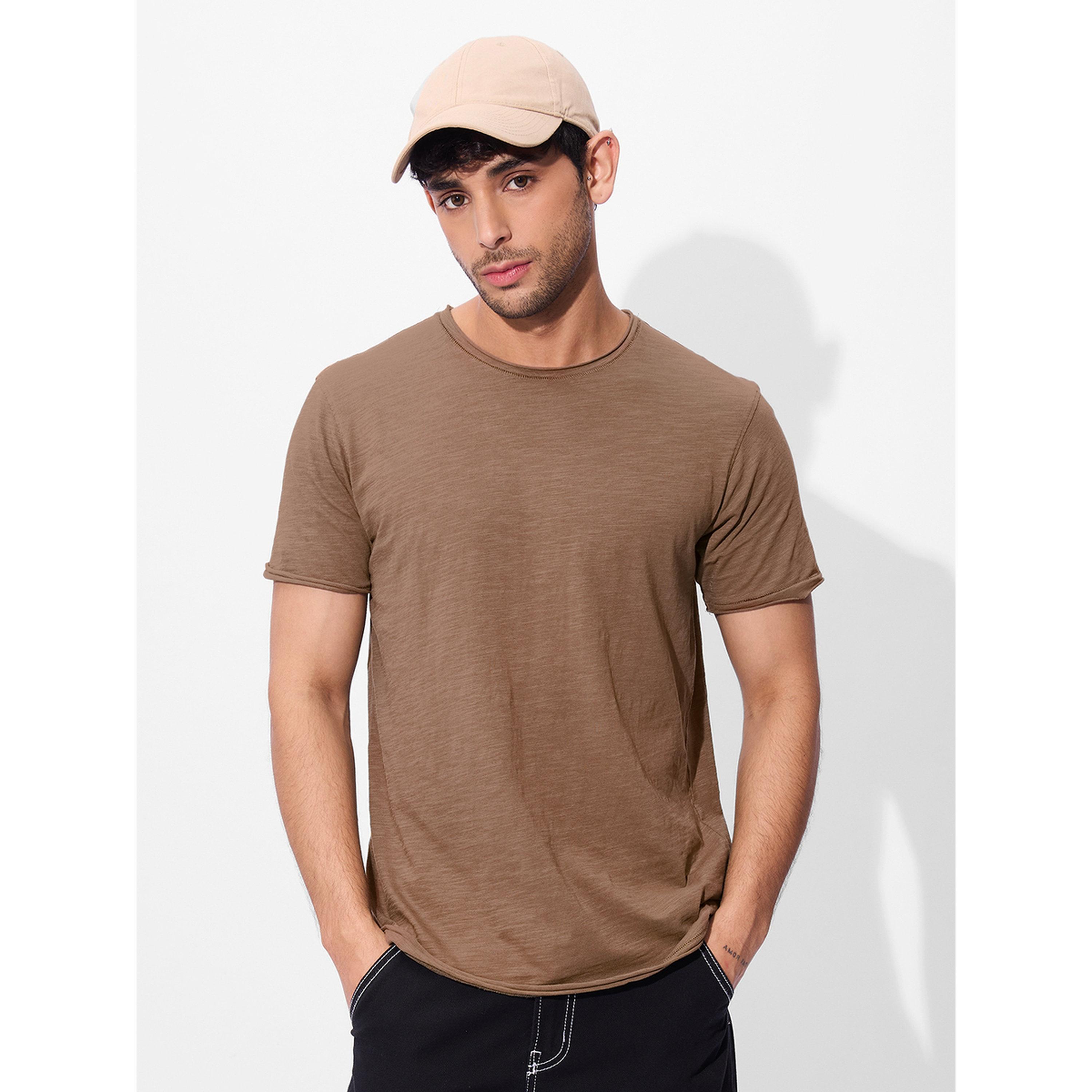 The Souled Store X Styli Brown Cotton Short Sleeve T-Shirt-men-clothing-tshirtsandpolos-tshirts-image-1