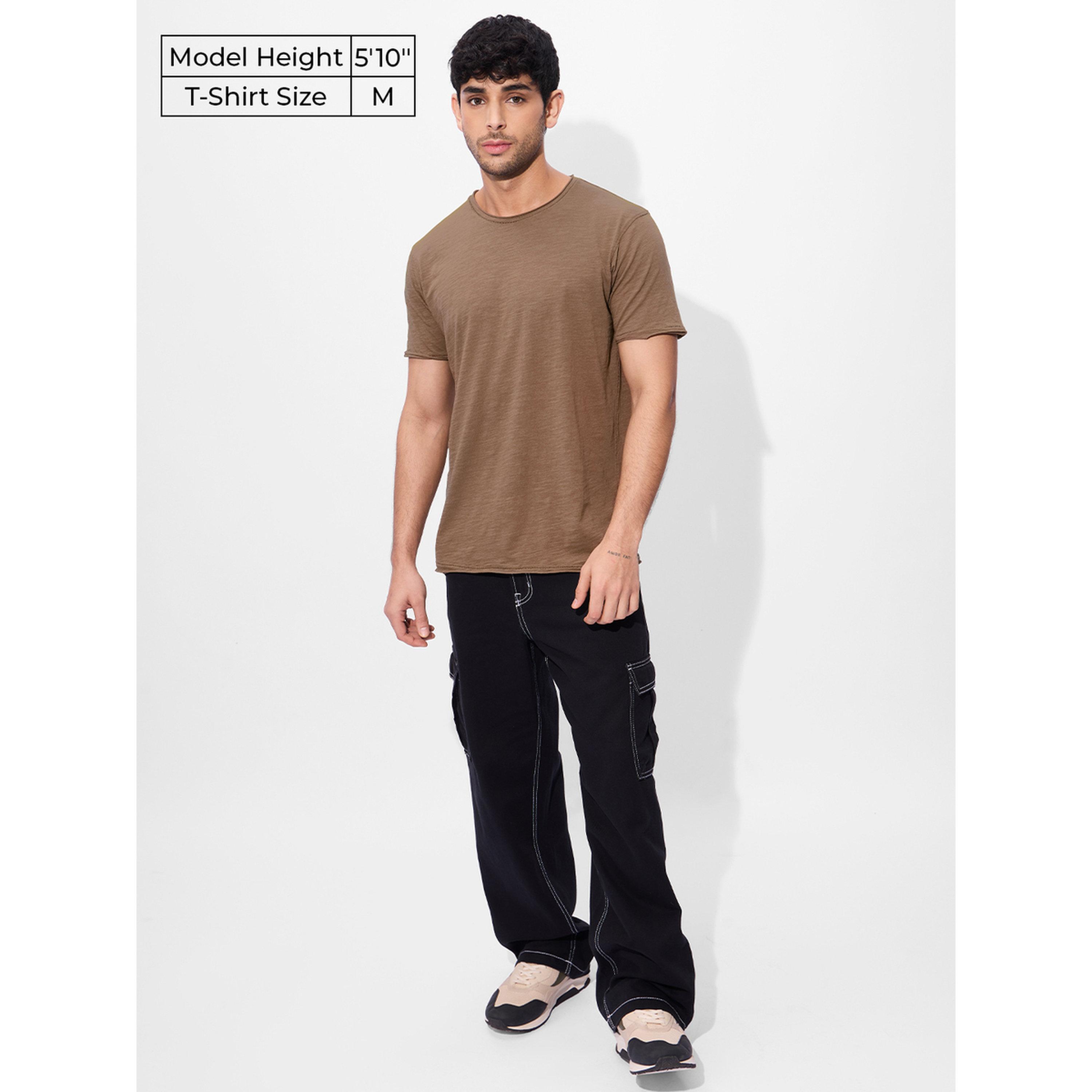 The Souled Store X Styli Brown Cotton Short Sleeve T-Shirt-men-clothing-tshirtsandpolos-tshirts-image-2