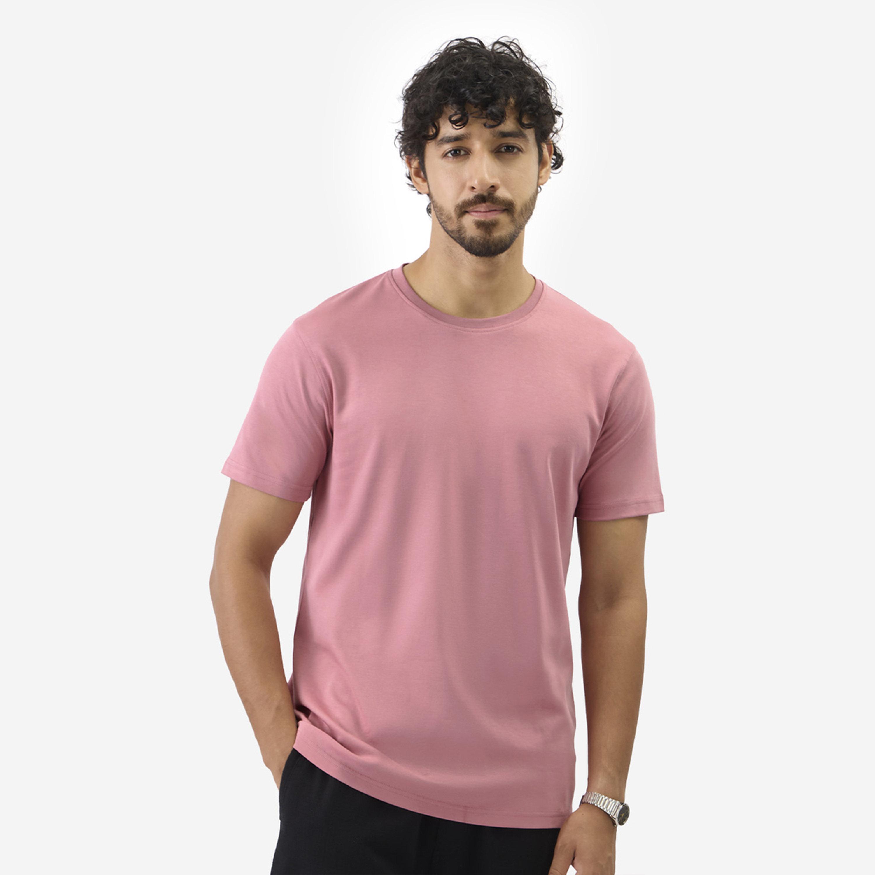 The Souled Store X Styli Pink Round Neck Supima Cotton T-Shirt-men-clothing-tshirtsandpolos-tshirts-image-1