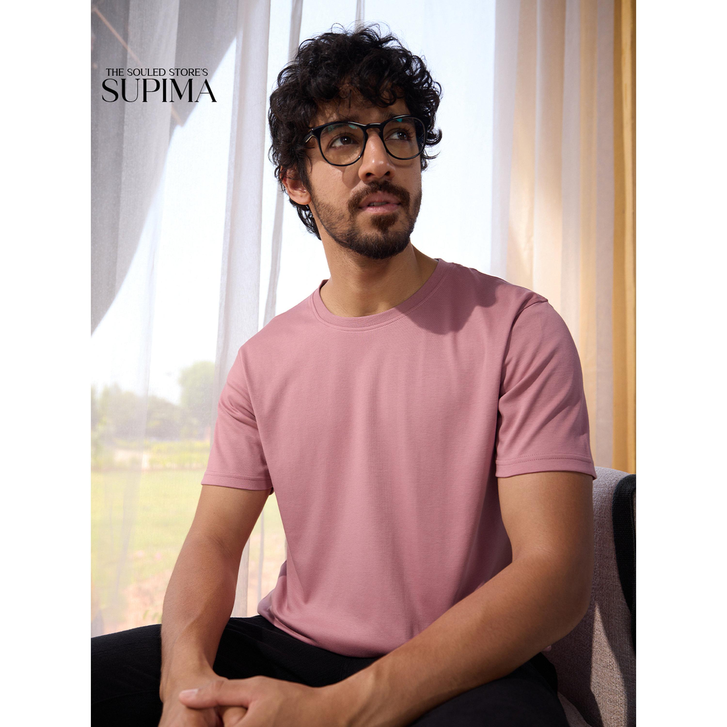 The Souled Store X Styli Pink Round Neck Supima Cotton T-Shirt-men-clothing-tshirtsandpolos-tshirts-image-2