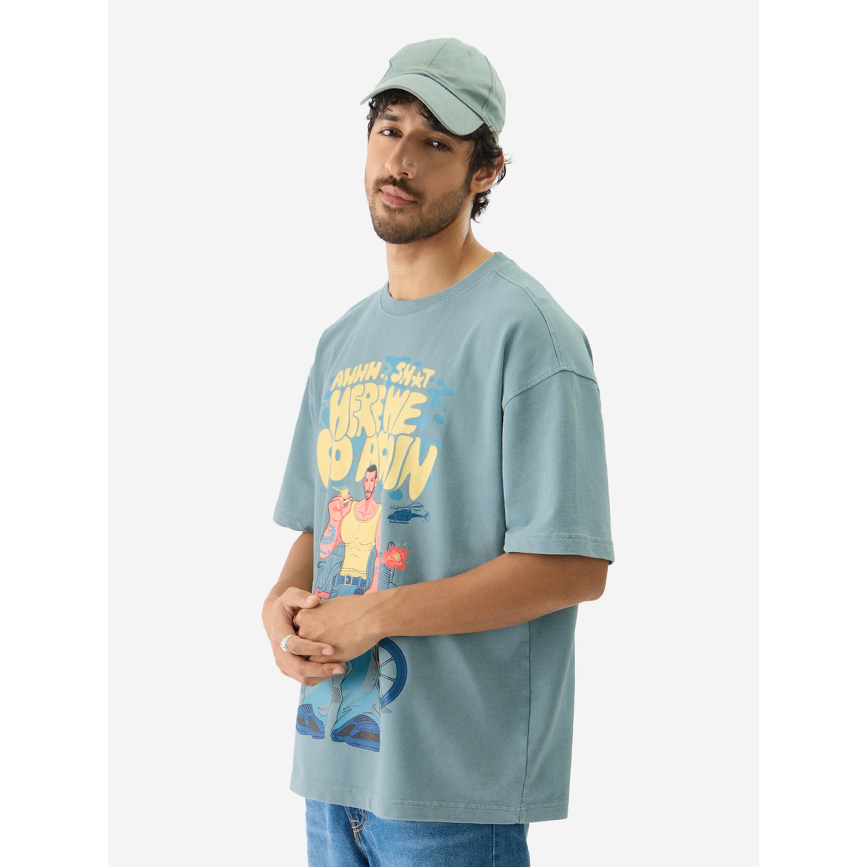 The Souled Store X Styli Green Graphic Print Cotton Oversized T-Shirt-men-clothing-tshirtsandpolos-tshirts-image-3