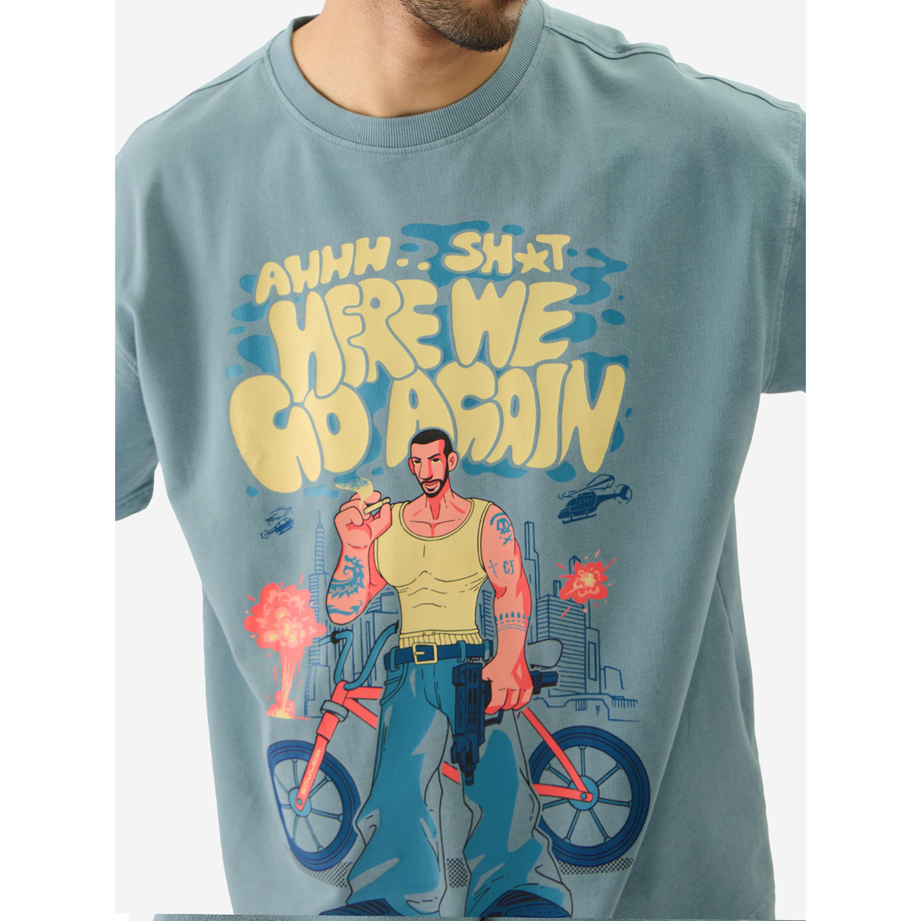 The Souled Store X Styli Green Graphic Print Cotton Oversized T-Shirt-men-clothing-tshirtsandpolos-tshirts-image-6