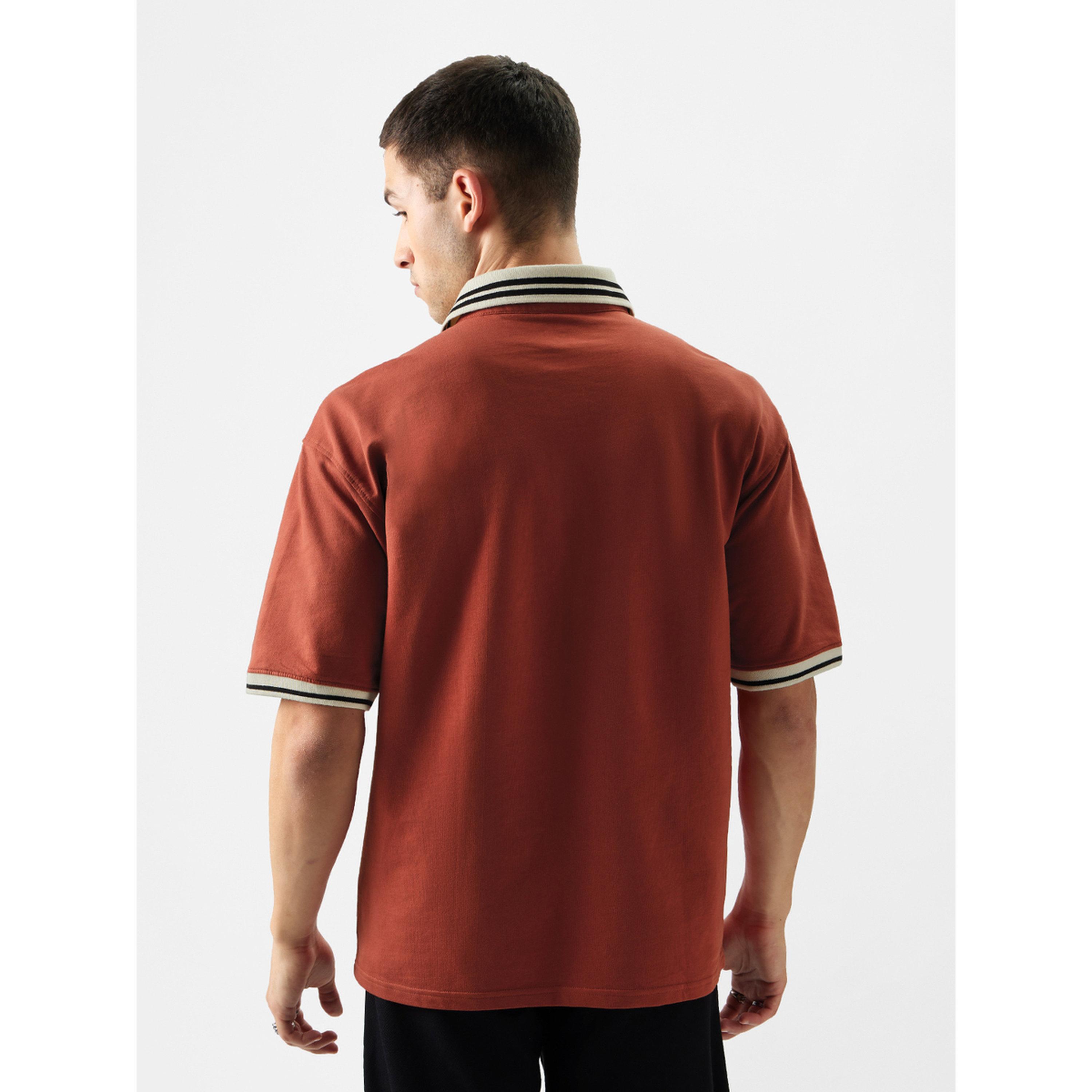 The Souled Store X Styli Rust Oversized Polo Tipping Detail Polo-men-clothing-tshirtsandpolos-polos-image-3