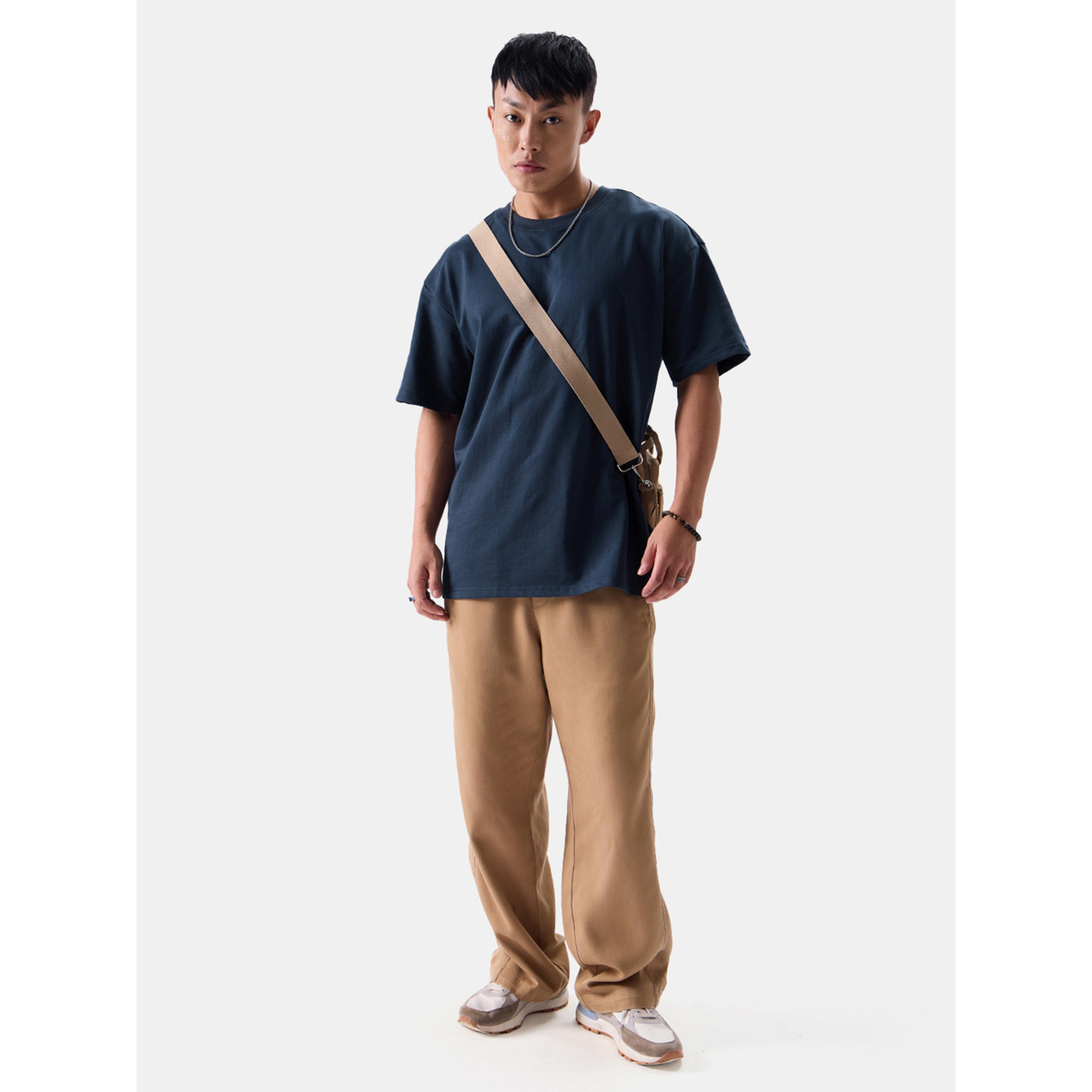 The Souled Store X Styli Navy Blue Oversized Cotton T-Shirt-men-clothing-tshirtsandpolos-tshirts-image-2