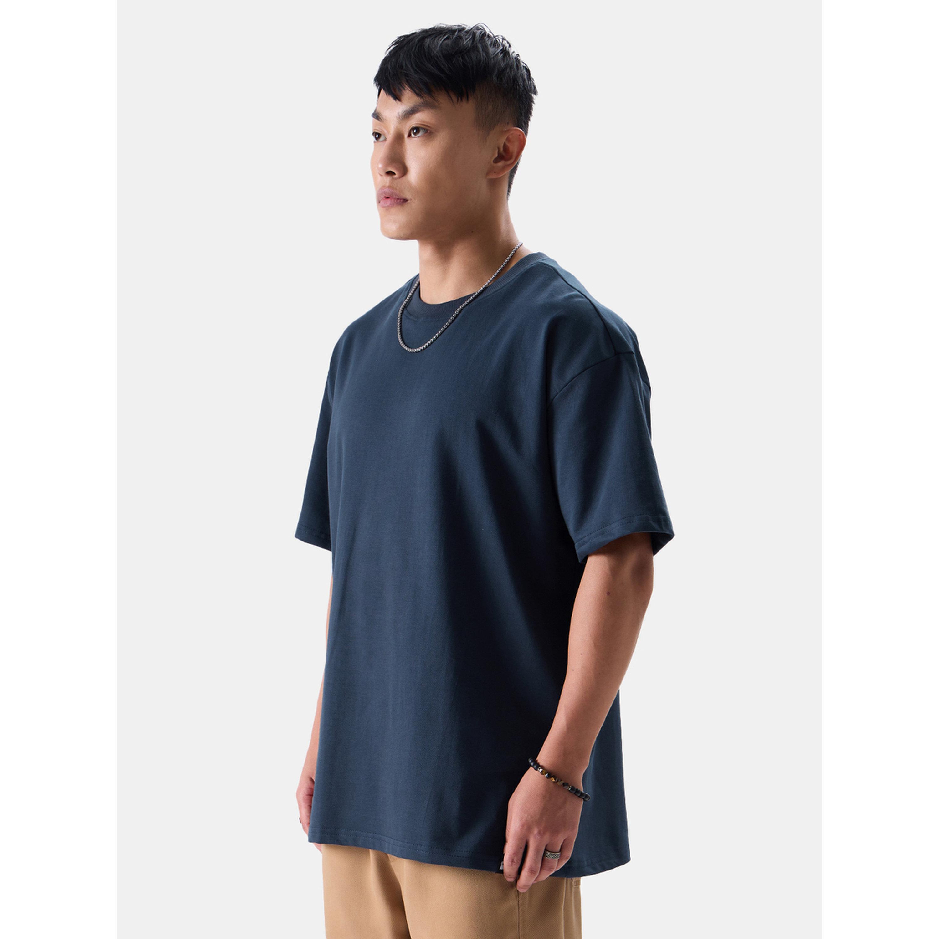 The Souled Store X Styli Navy Blue Oversized Cotton T-Shirt-men-clothing-tshirtsandpolos-tshirts-image-4