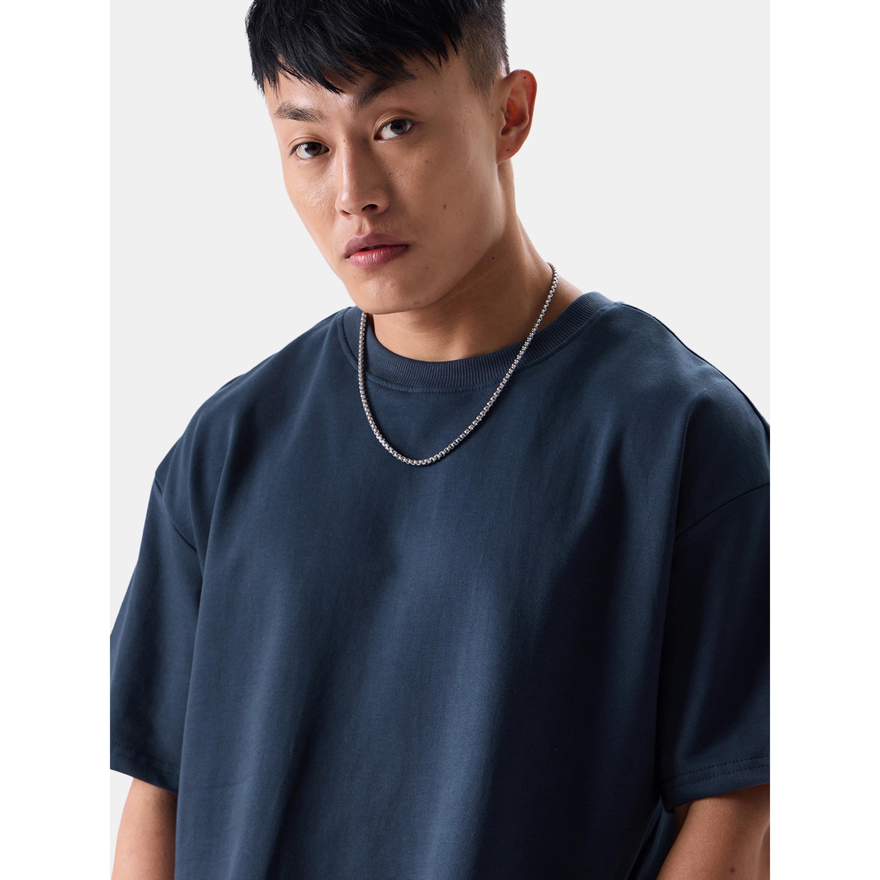 The Souled Store X Styli Navy Blue Oversized Cotton T-Shirt-men-clothing-tshirtsandpolos-tshirts-image-5