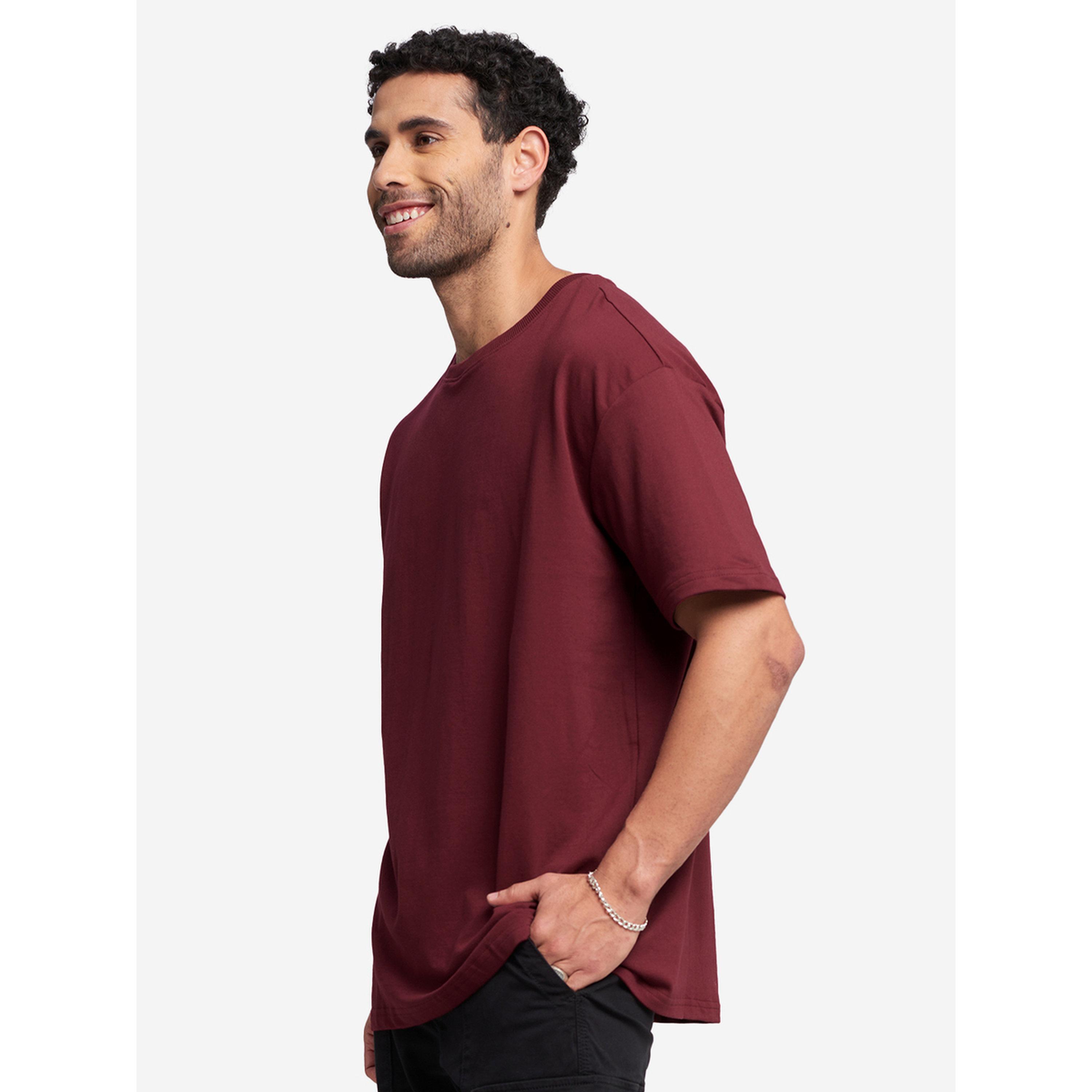 The Souled Store X Styli Maroon Oversized Cotton T-Shirt-men-clothing-tshirtsandpolos-tshirts-image-3