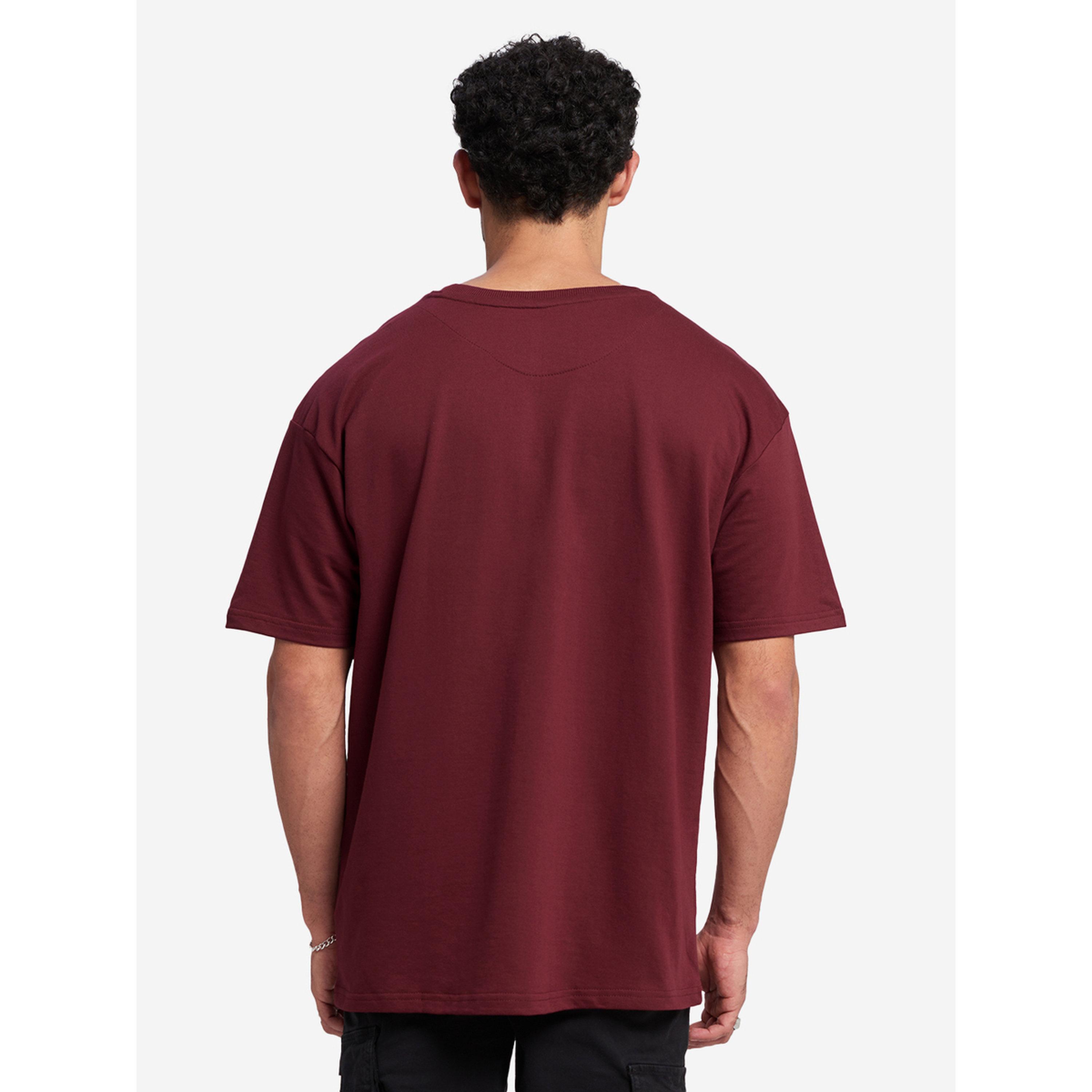 The Souled Store X Styli Maroon Oversized Cotton T-Shirt-men-clothing-tshirtsandpolos-tshirts-image-4
