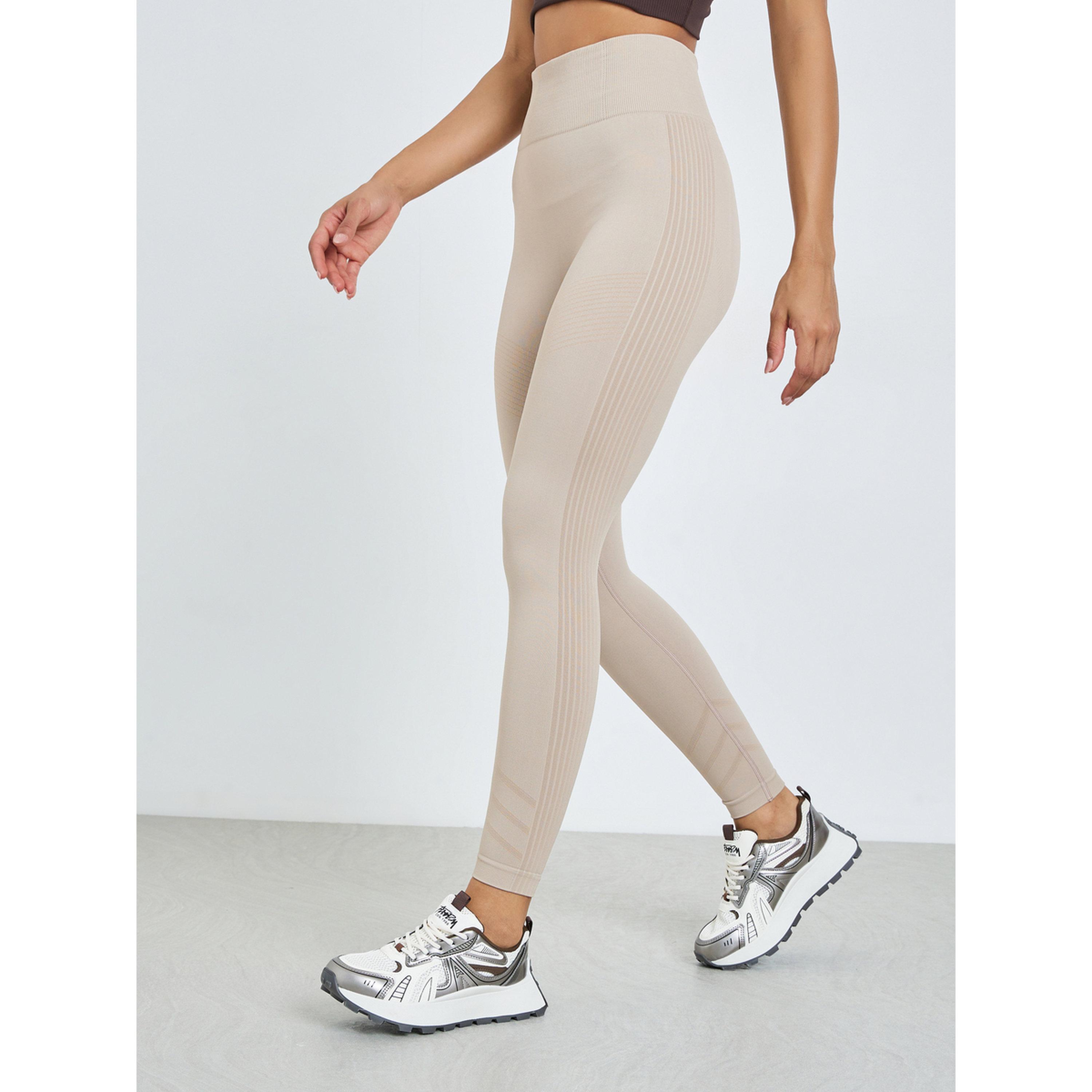 Styli Beige Seamless Back Scrunch Leggings-women-clothing-sportswearandactivewear-bottoms-leggings-image-1