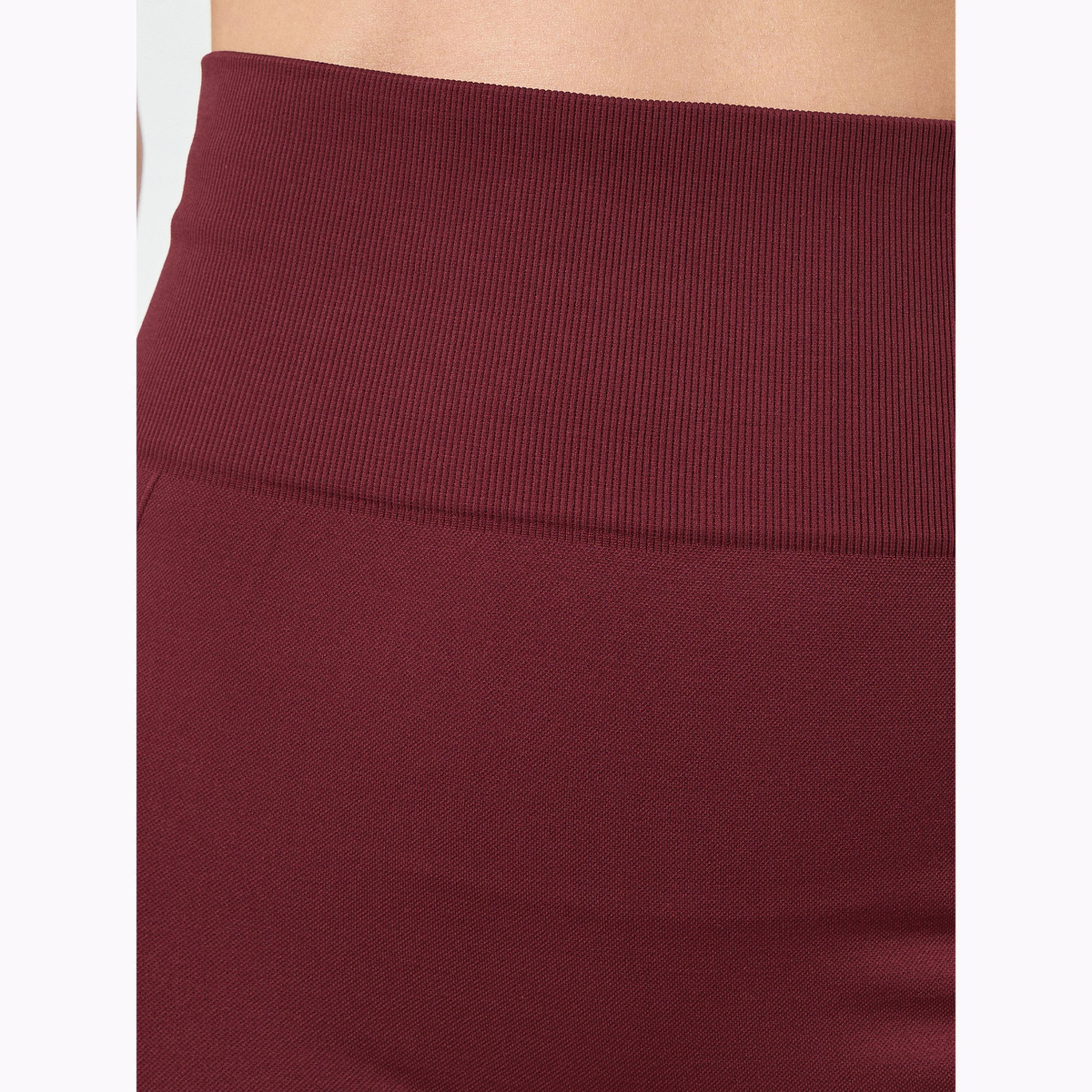 Styli Burgundy Jacquard Broad Waist Leggings-women-clothing-sportswearandactivewear-bottoms-leggings-image-3