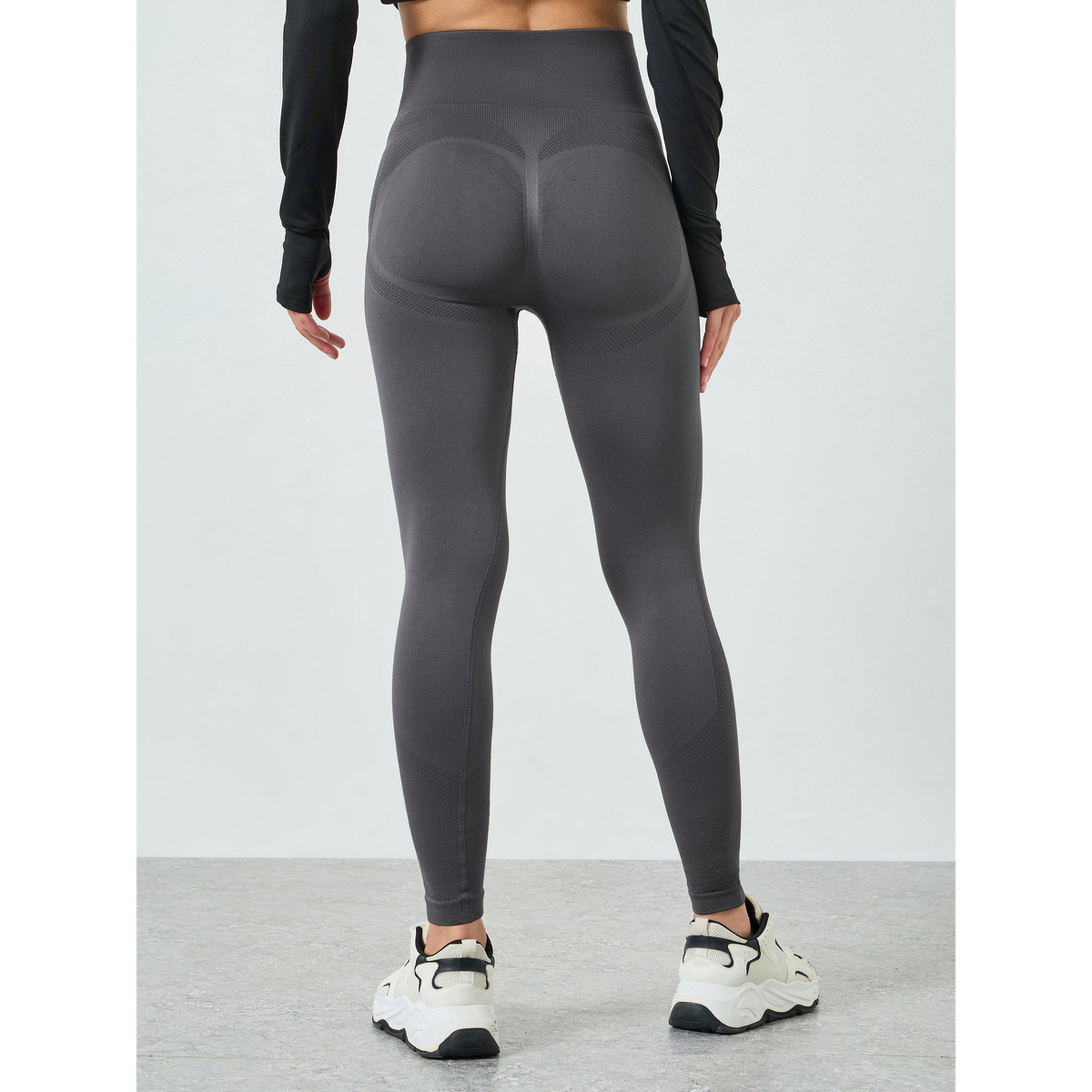 Styli Grey Jacquard Broad Waist Leggings-sports-women-clothing-joggersandtrackpants-image-5