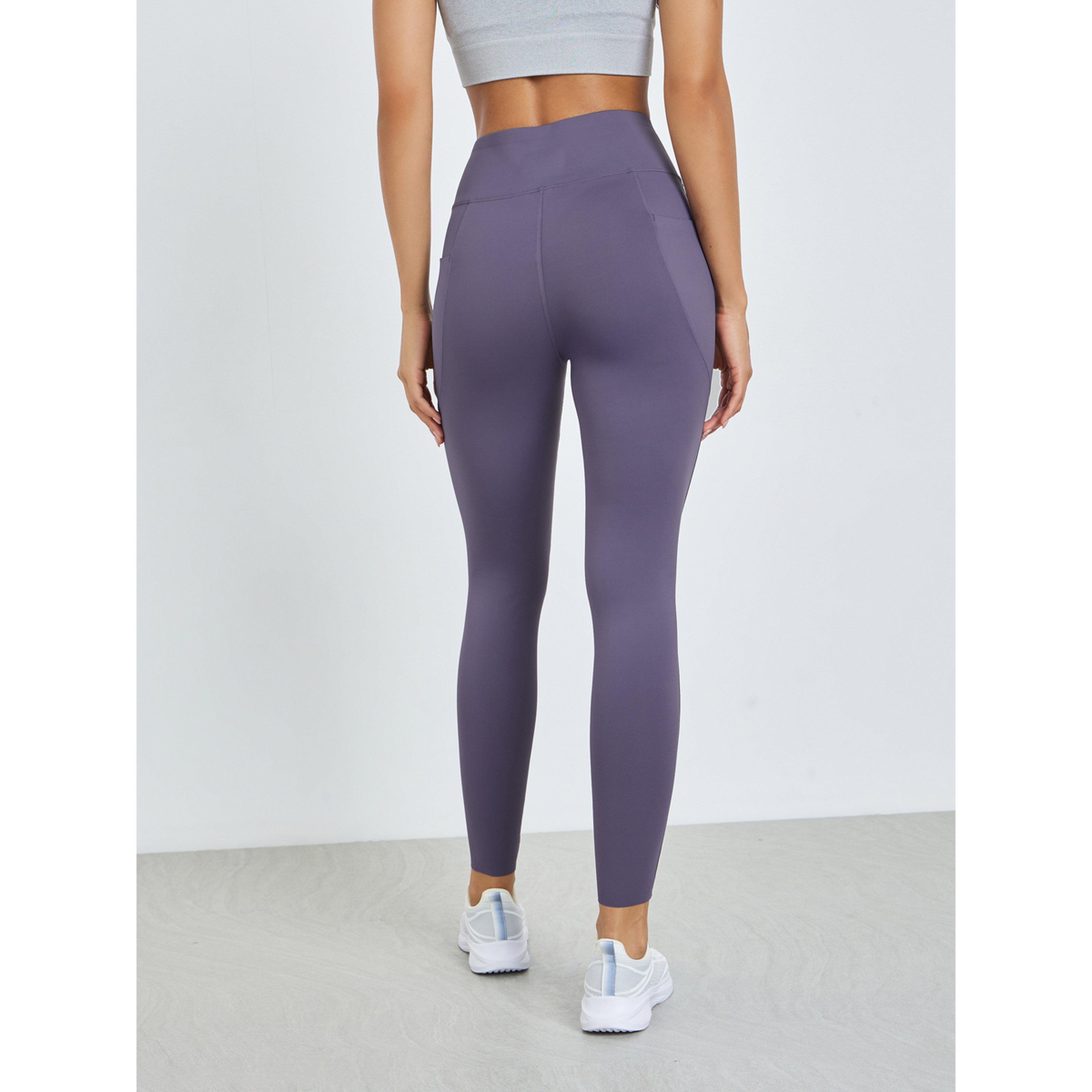 Styli Purple Broad Waist Side Pocket Leggings-sports-women-clothing-joggersandtrackpants-image-4