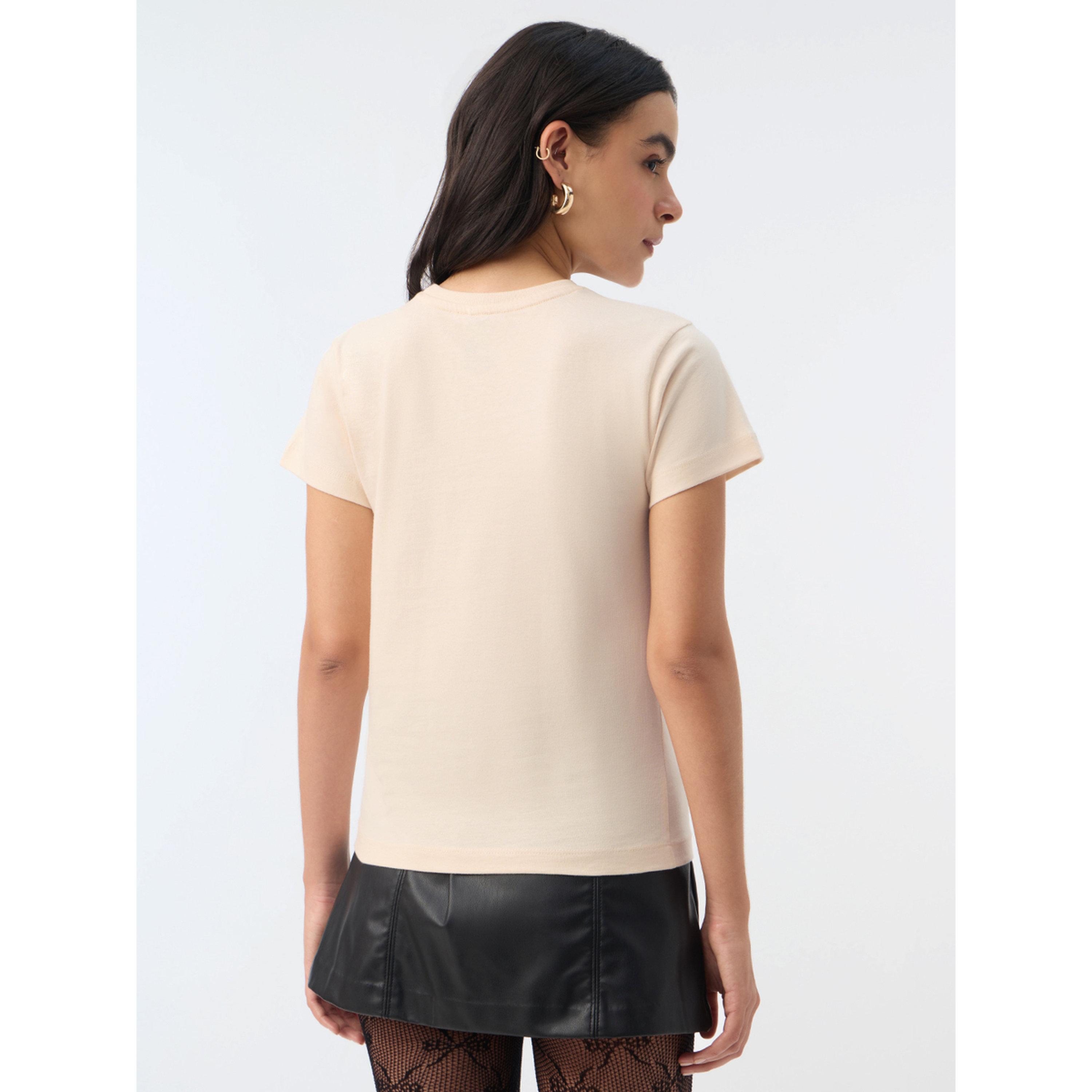 The Souled Store X Styli Peach Graphic Print Cotton T-Shirt-women-clothing-tshirts-image-3