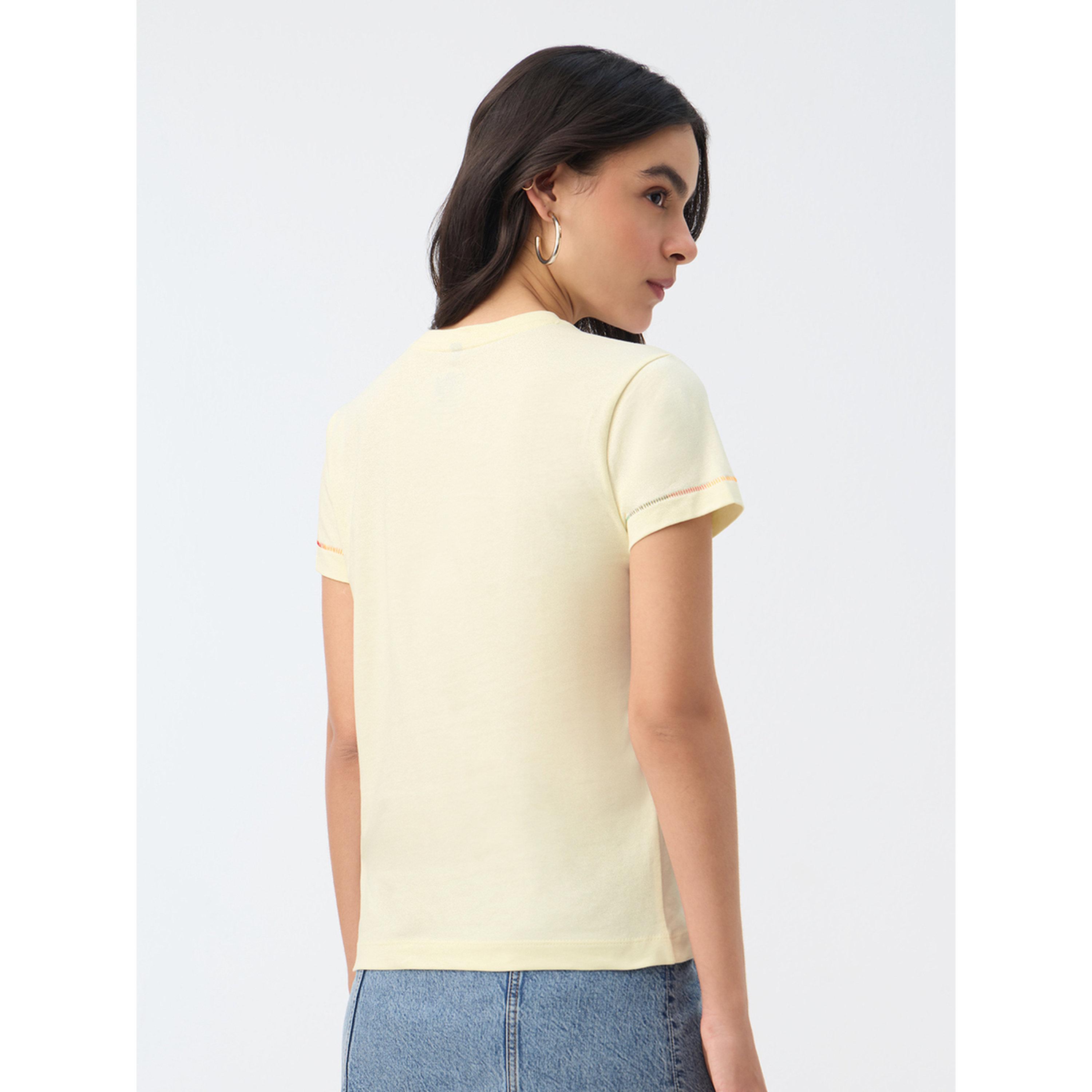 The Souled Store X Styli Cream Embroidered Cotton T-Shirt-women-clothing-tshirts-image-3