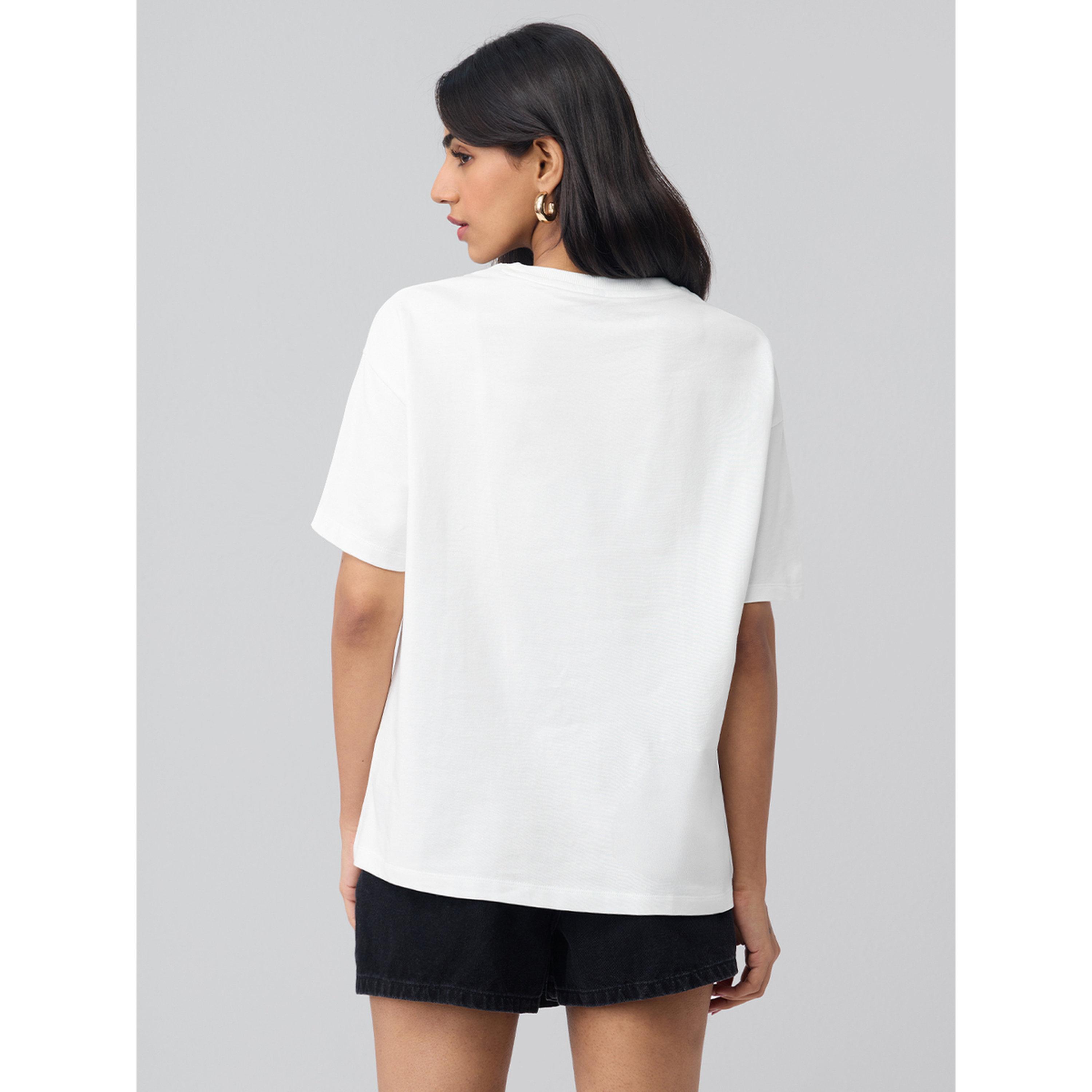 تيشيرت بقصة واسعة وطبعة علامة حيوان أليف-women-clothing-tshirts-image-3
