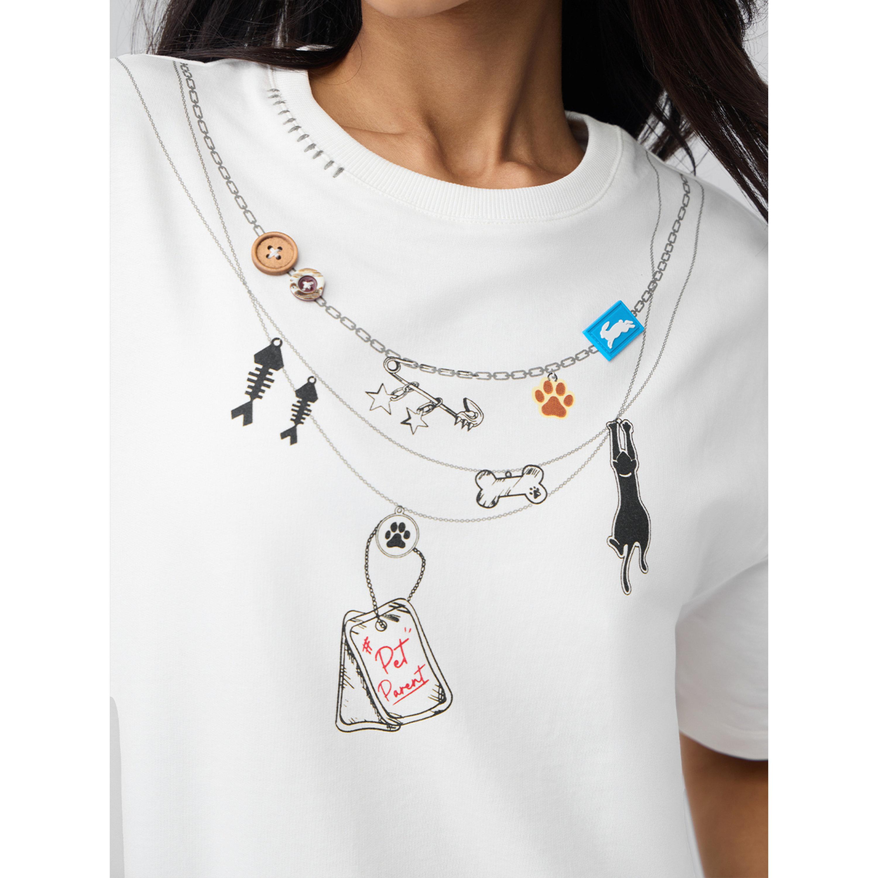 The Souled Store X Styli White Oversized T-Shirt with Pet Tag Print-women-clothing-tshirts-image-5