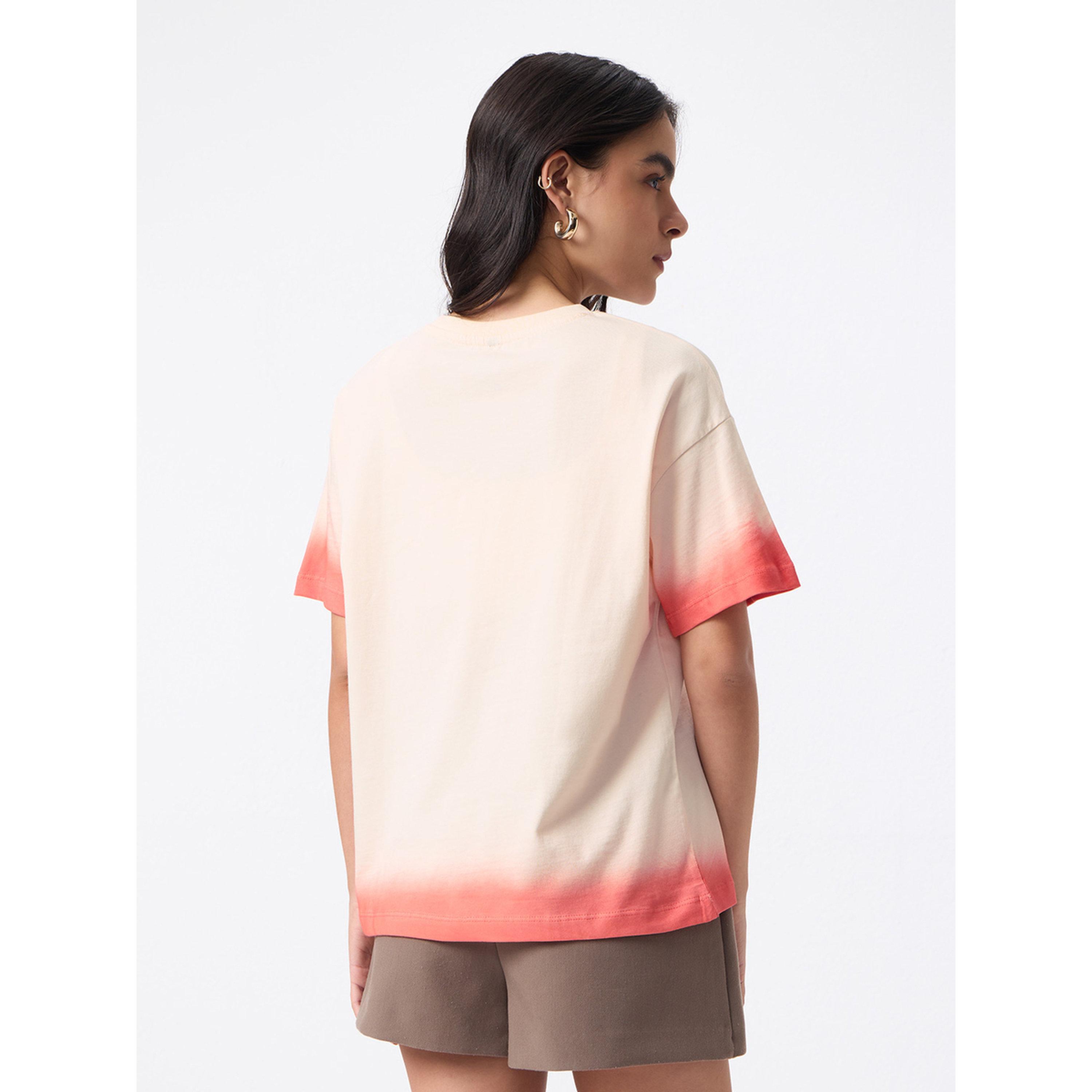The Souled Store X Styli Orange Tie-Dye Graphic Cotton T-Shirt-women-clothing-tshirts-image-3