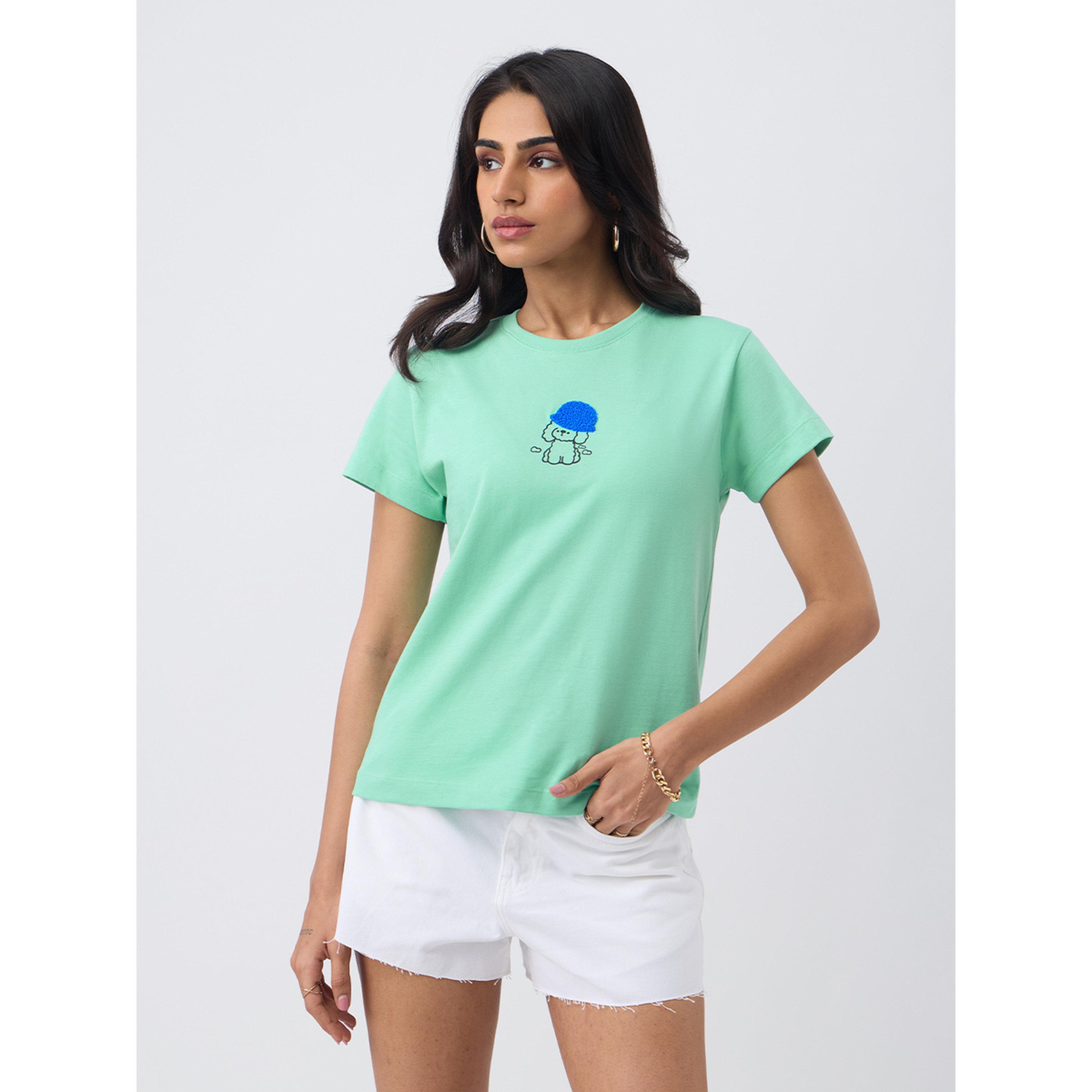 تيشيرت مطبوع بياقة دائرية-women-clothing-tshirts-image-1