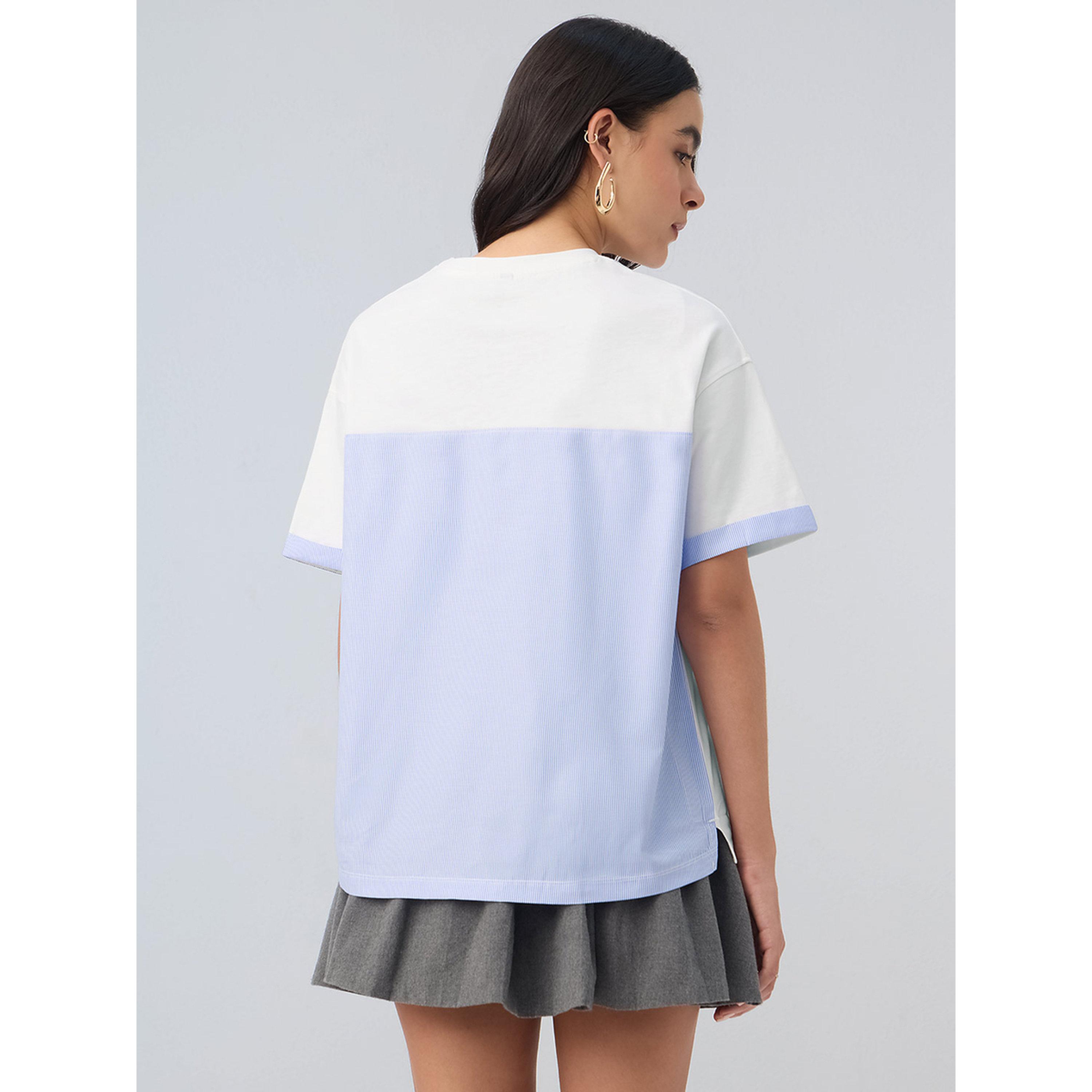 The Souled Store X Styli White Oversized T-Shirt with Anchor Detail-women-clothing-tshirts-image-3