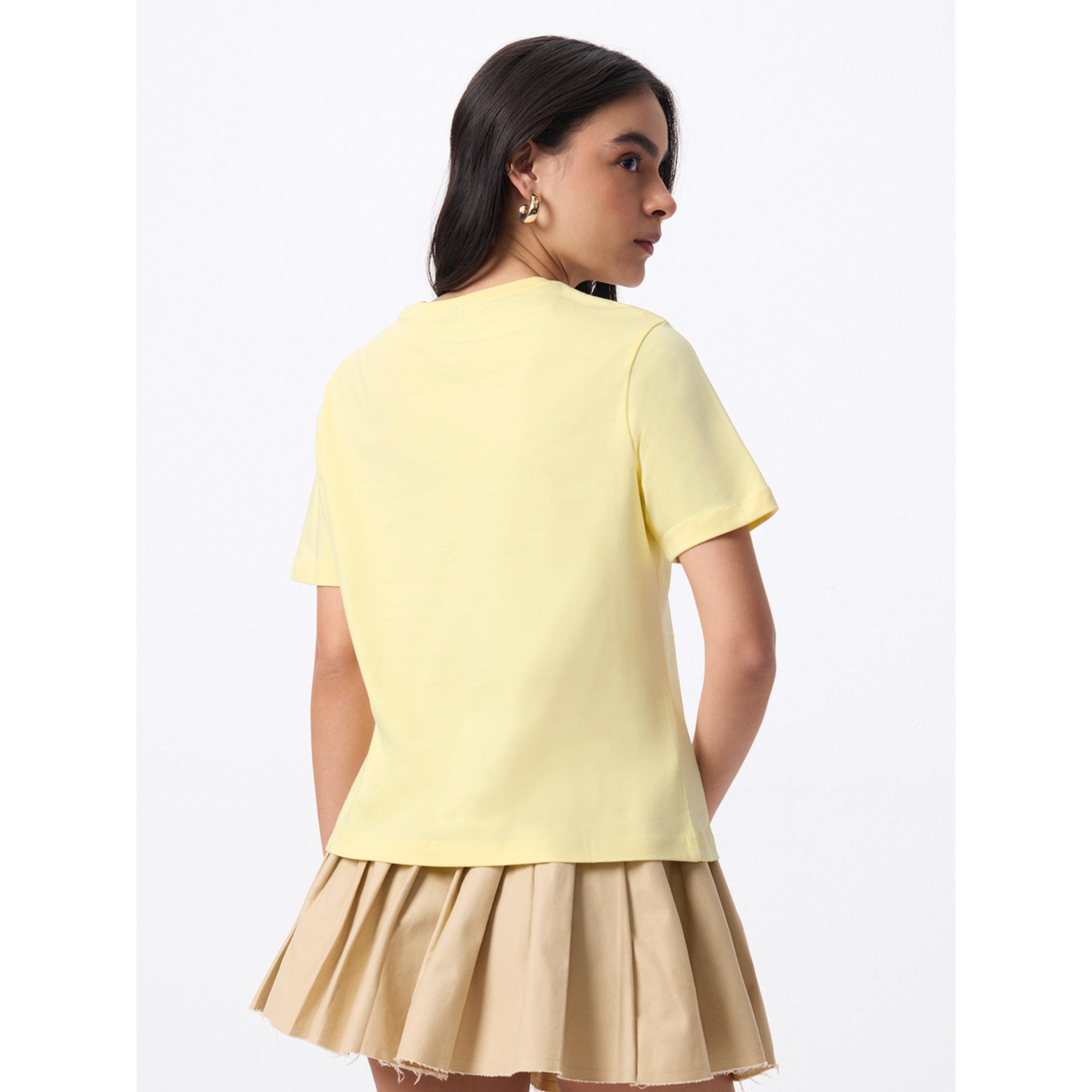 The Souled Store X Styli Yellow Graphic Print Cotton T-Shirt-women-clothing-tshirts-image-3