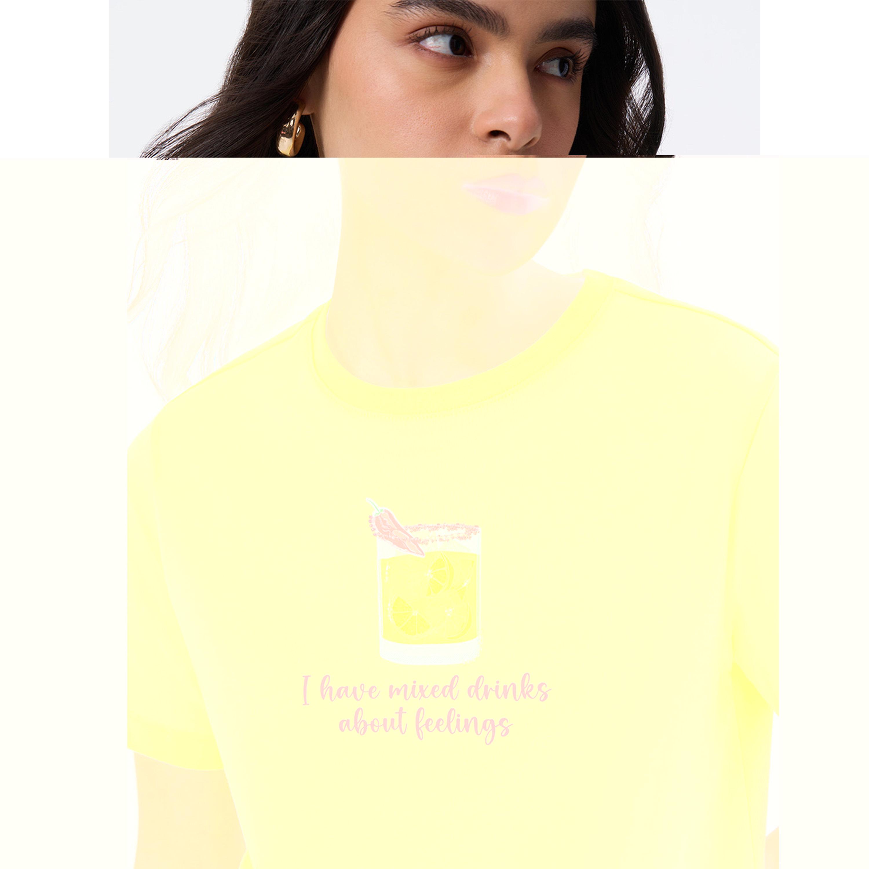 The Souled Store X Styli Yellow Graphic Print Cotton T-Shirt-women-clothing-tshirts-image-6