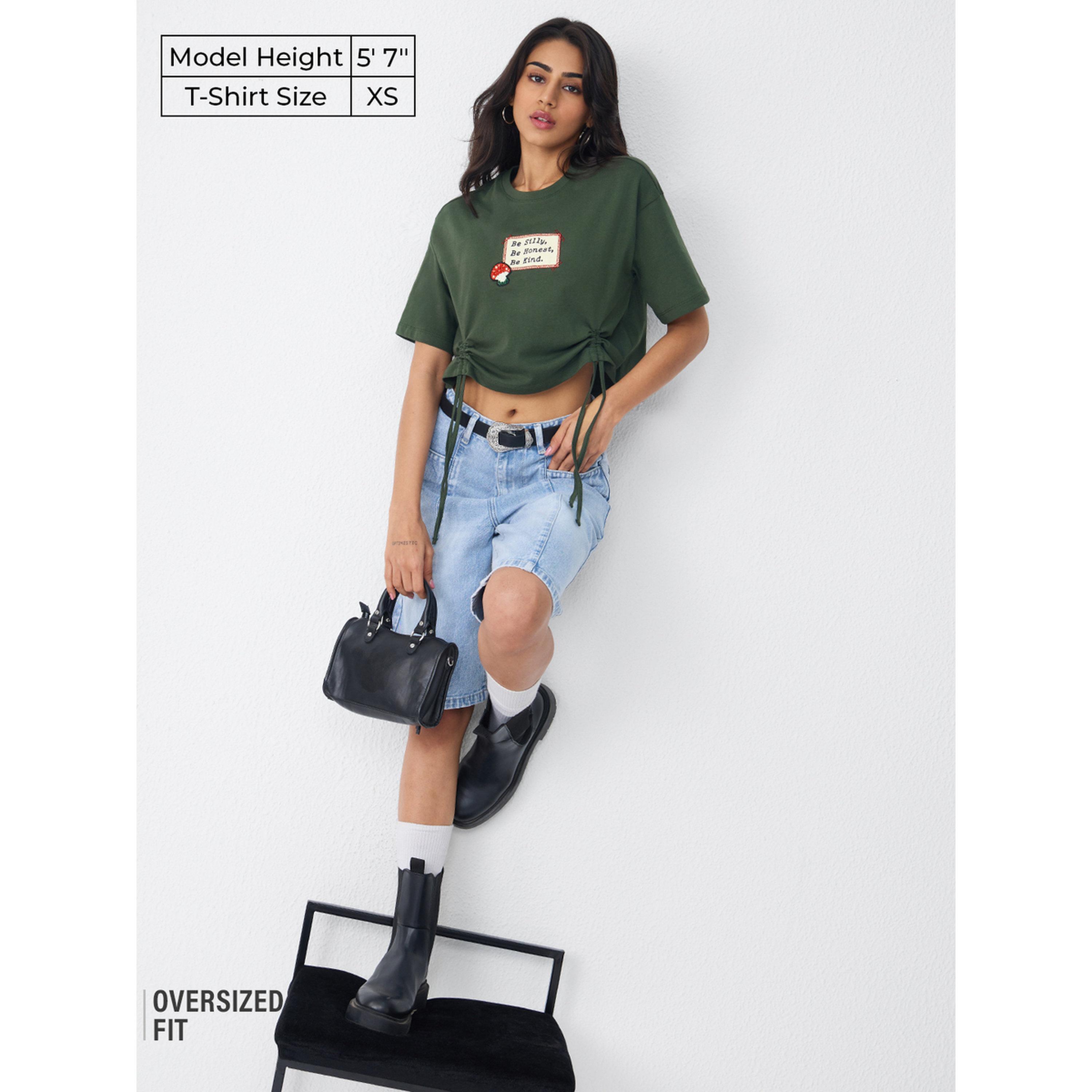 تيشيرت قطن قصير بتفاصيل كشكش-women-clothing-tshirts-image-2