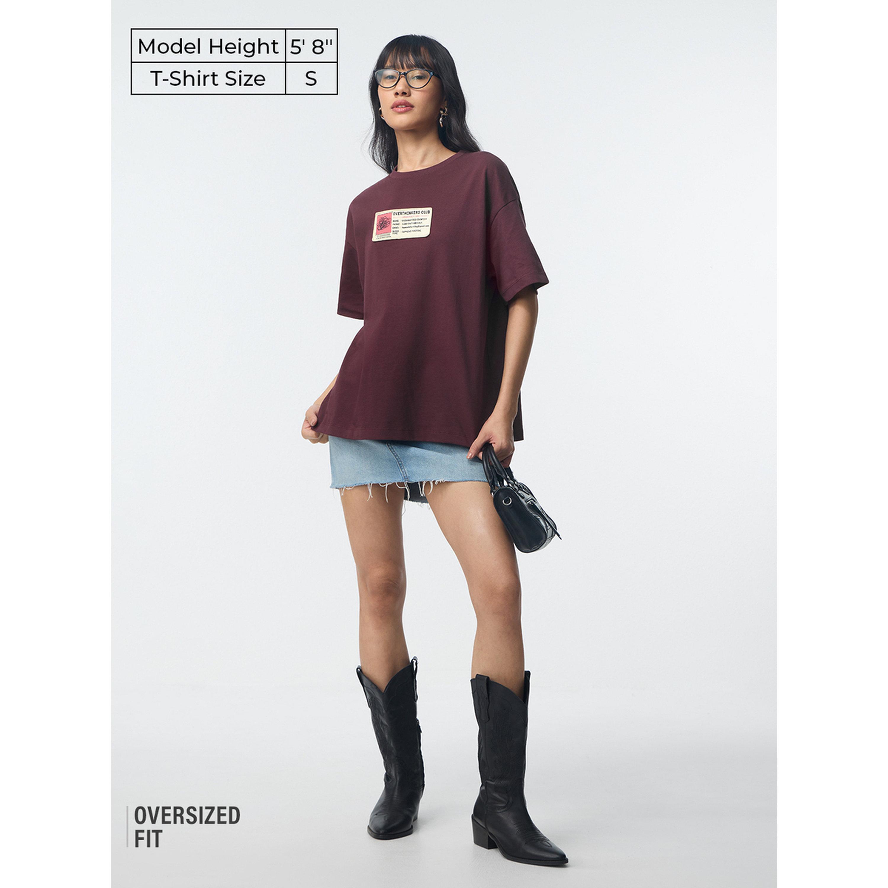 تيشيرت قطن بقصة واسعة وتفاصيل شارة-women-clothing-tshirts-image-2
