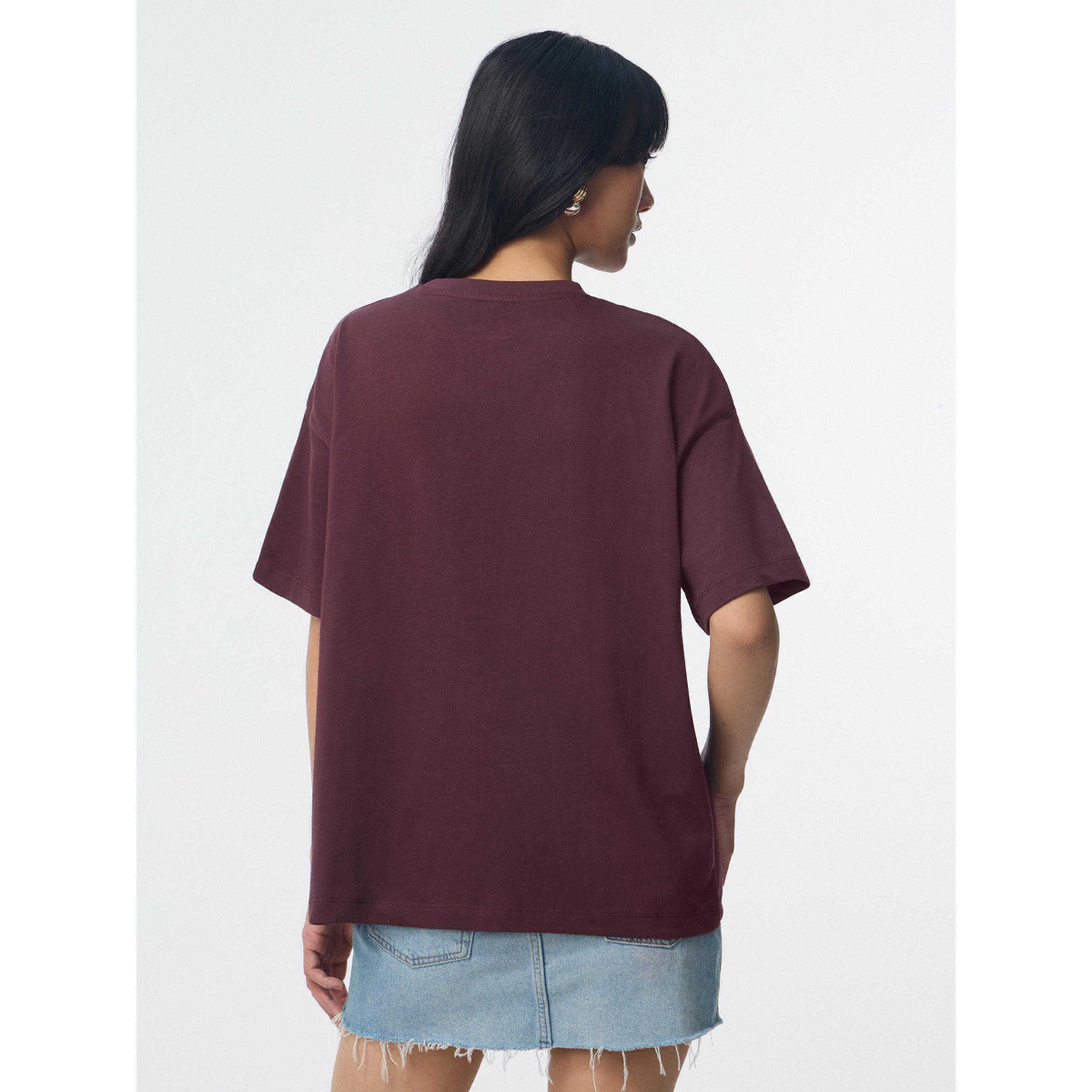تيشيرت قطن بقصة واسعة وتفاصيل شارة-women-clothing-tshirts-image-3