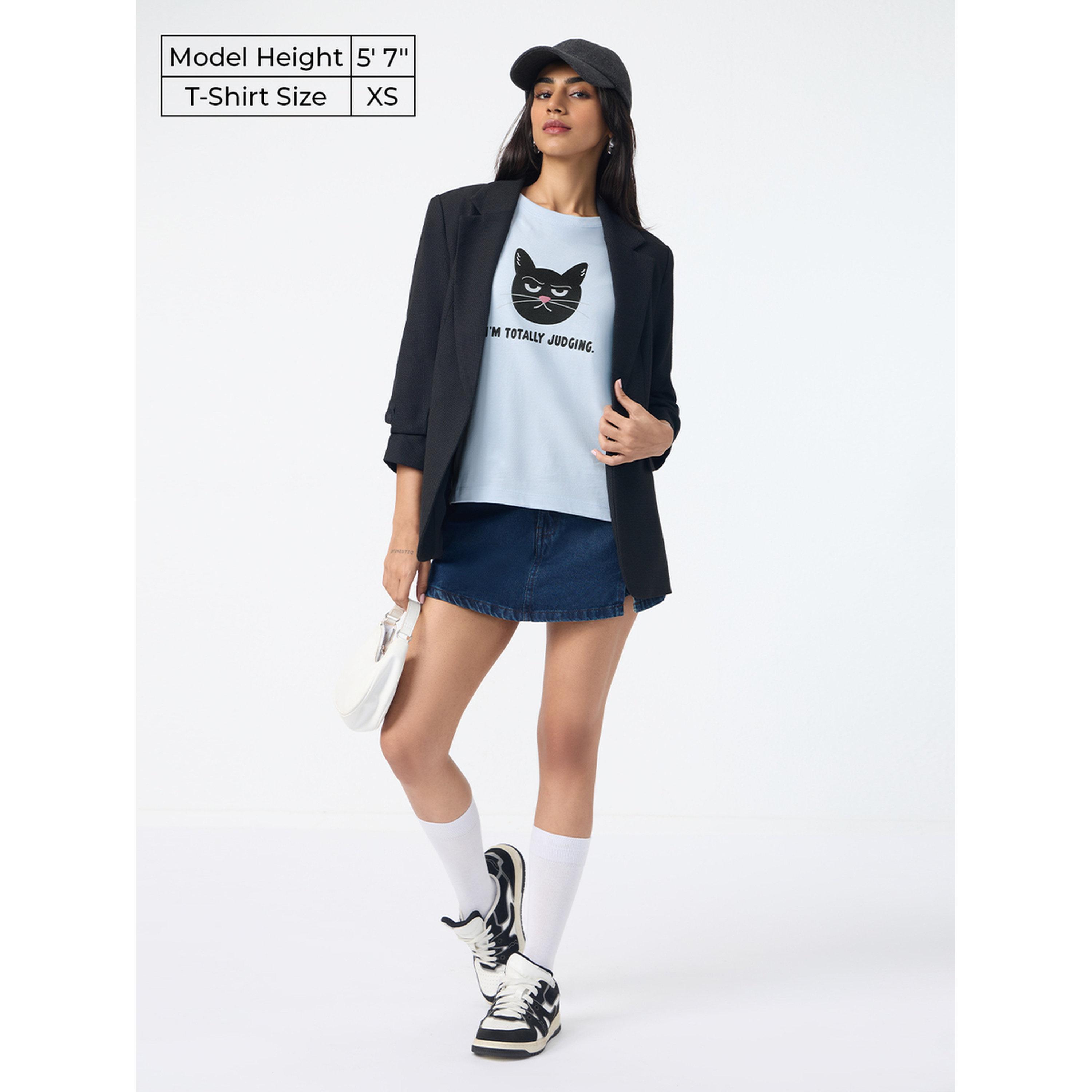 تيشيرت بطبعة قطة وقصة عادية-women-clothing-tshirts-image-2