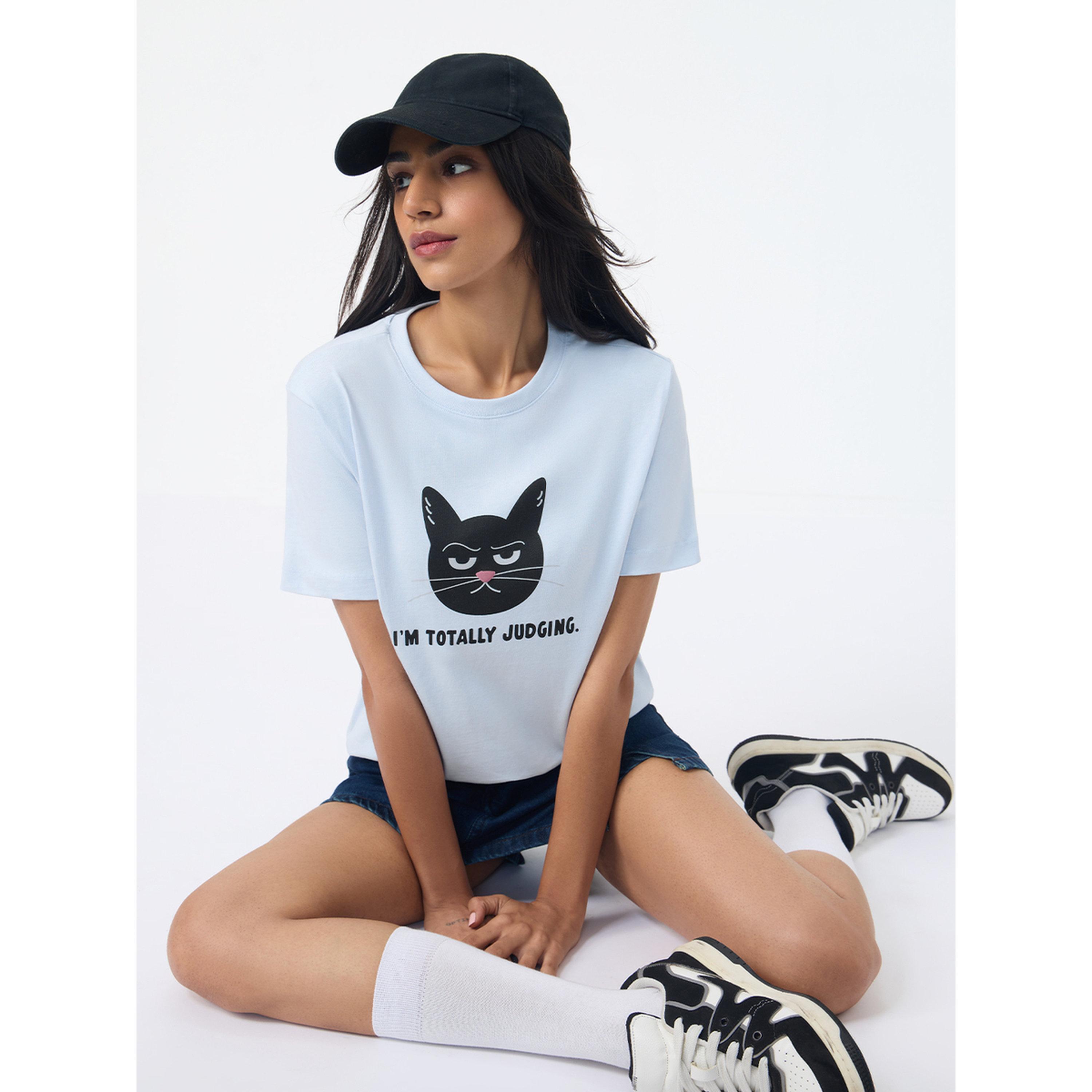 تيشيرت بطبعة قطة وقصة عادية-women-clothing-tshirts-image-4
