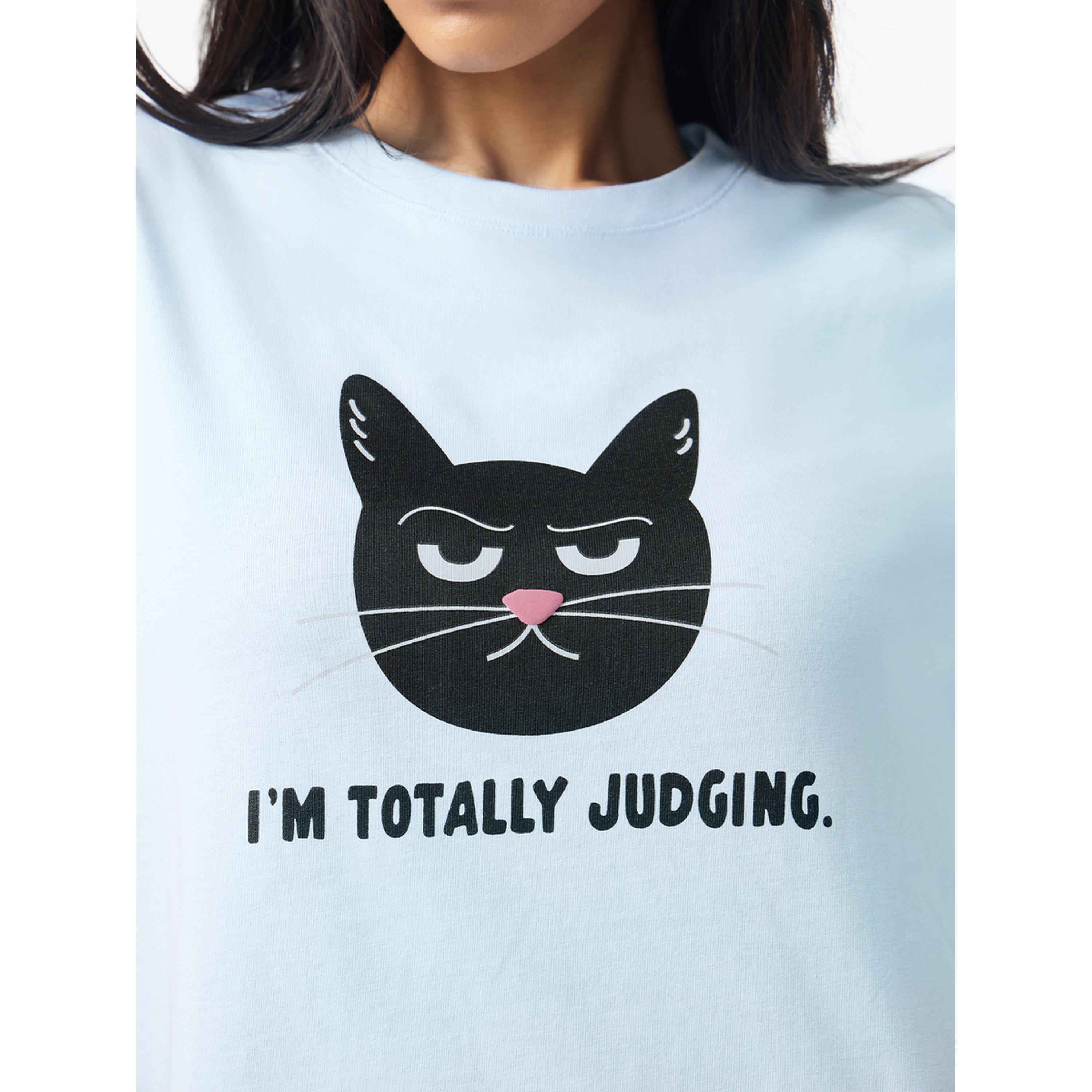 تيشيرت بطبعة قطة وقصة عادية-women-clothing-tshirts-image-6