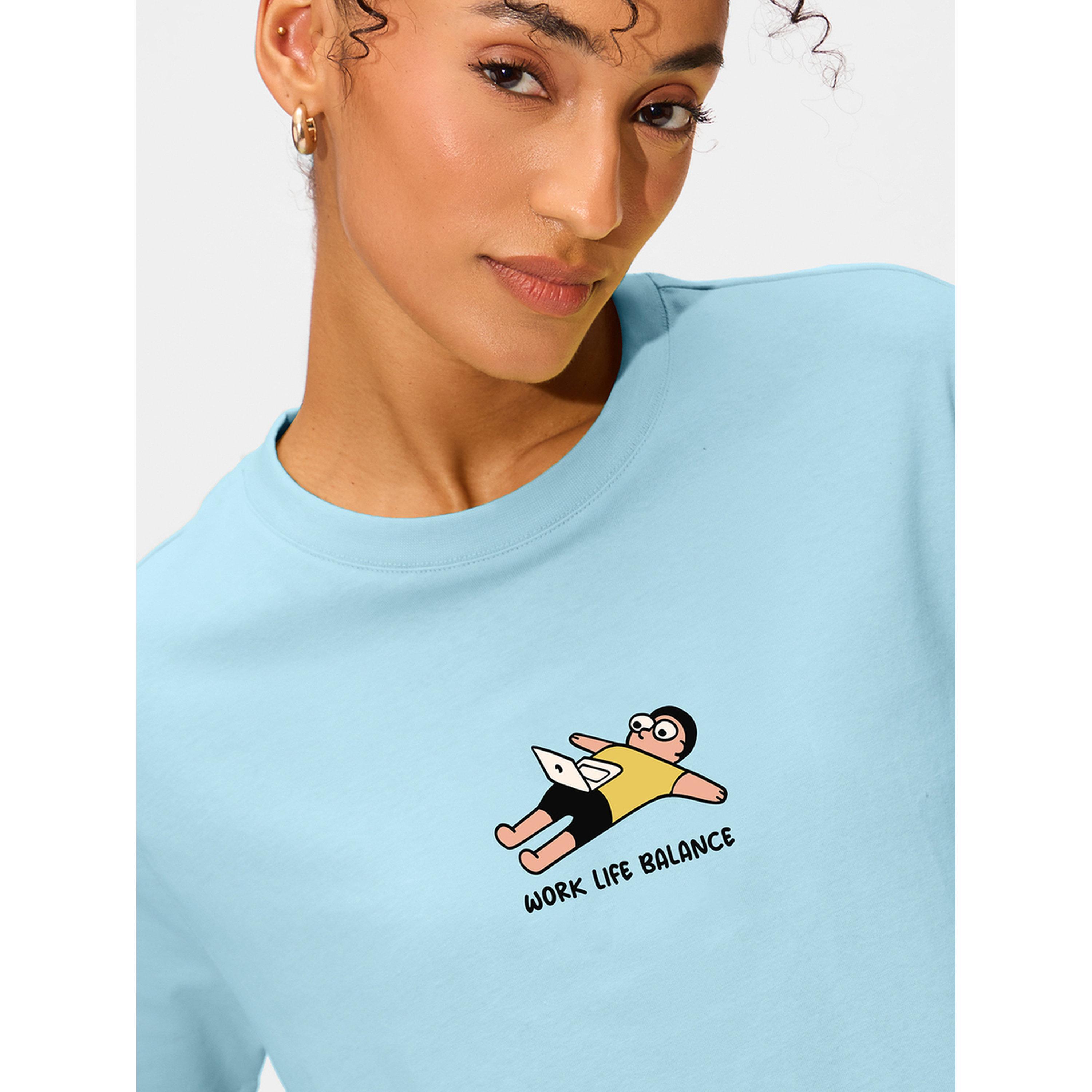 The Souled Store X Styli Blue Graphic Print Relaxed Fit T-Shirt-women-clothing-tshirts-image-6