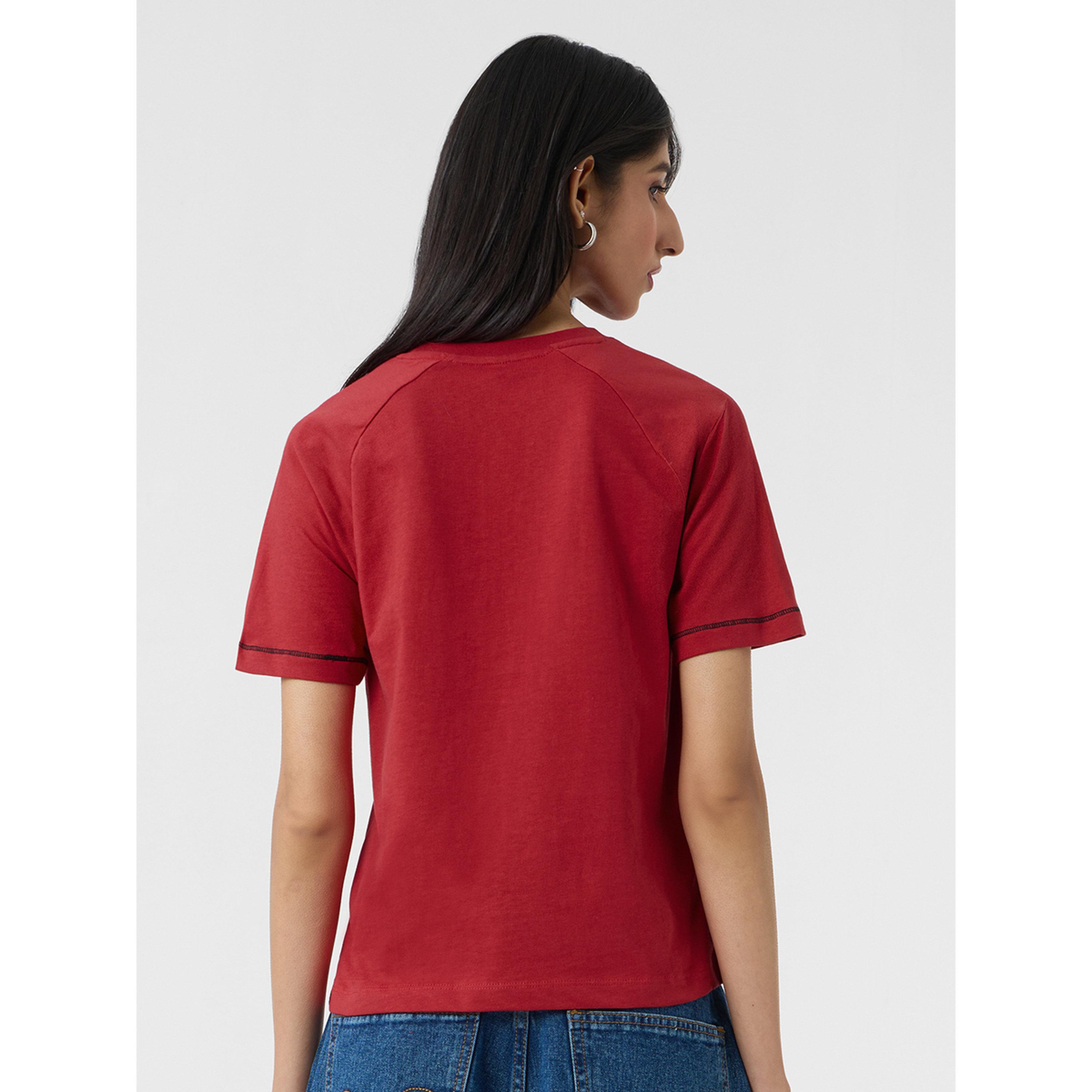 The Souled Store X Styli Red Cute Cat Relaxed Fit T-Shirt-women-clothing-tshirts-image-3