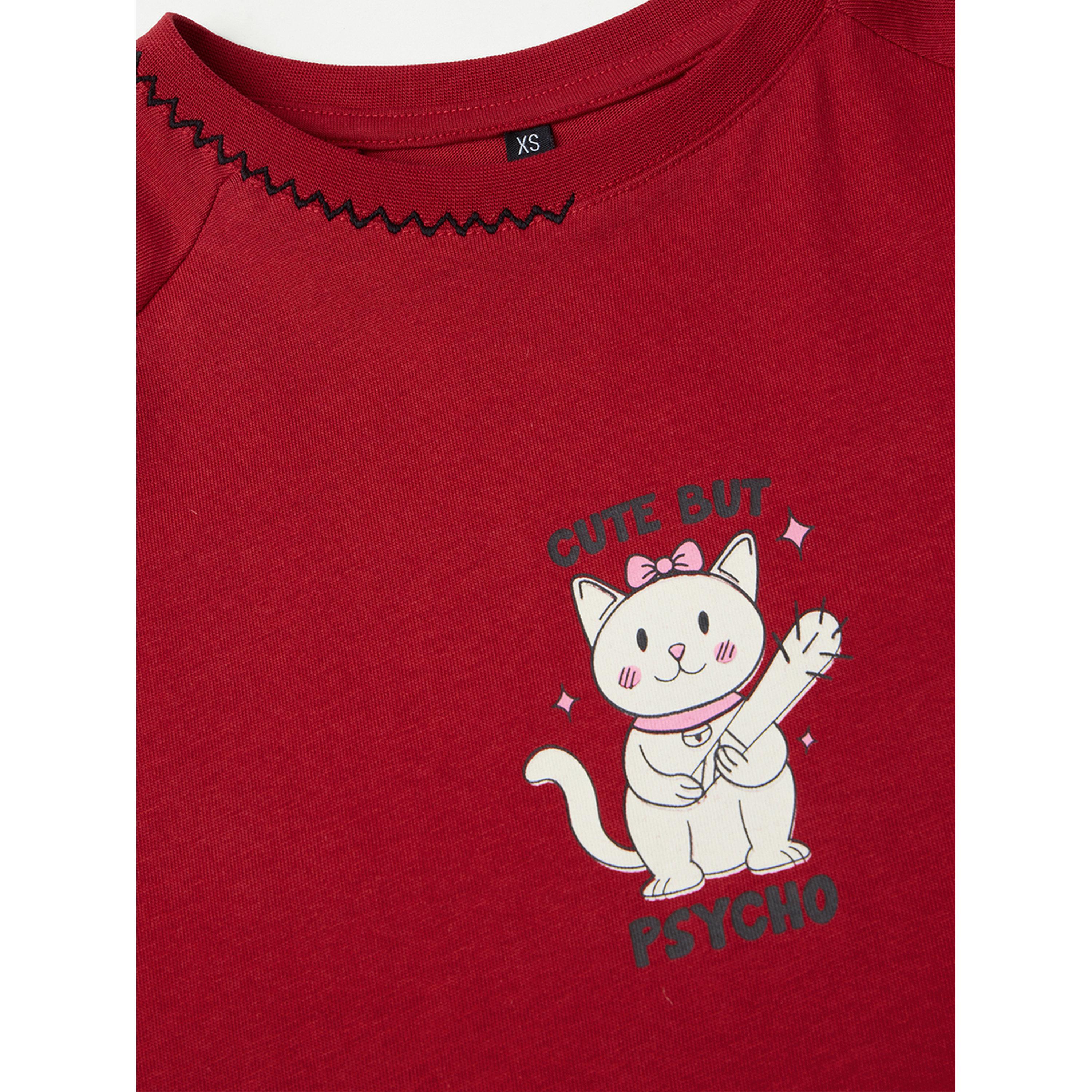 تيشيرت بطبعة قطة لطيفة بقصة مريحة-women-clothing-tshirts-image-5