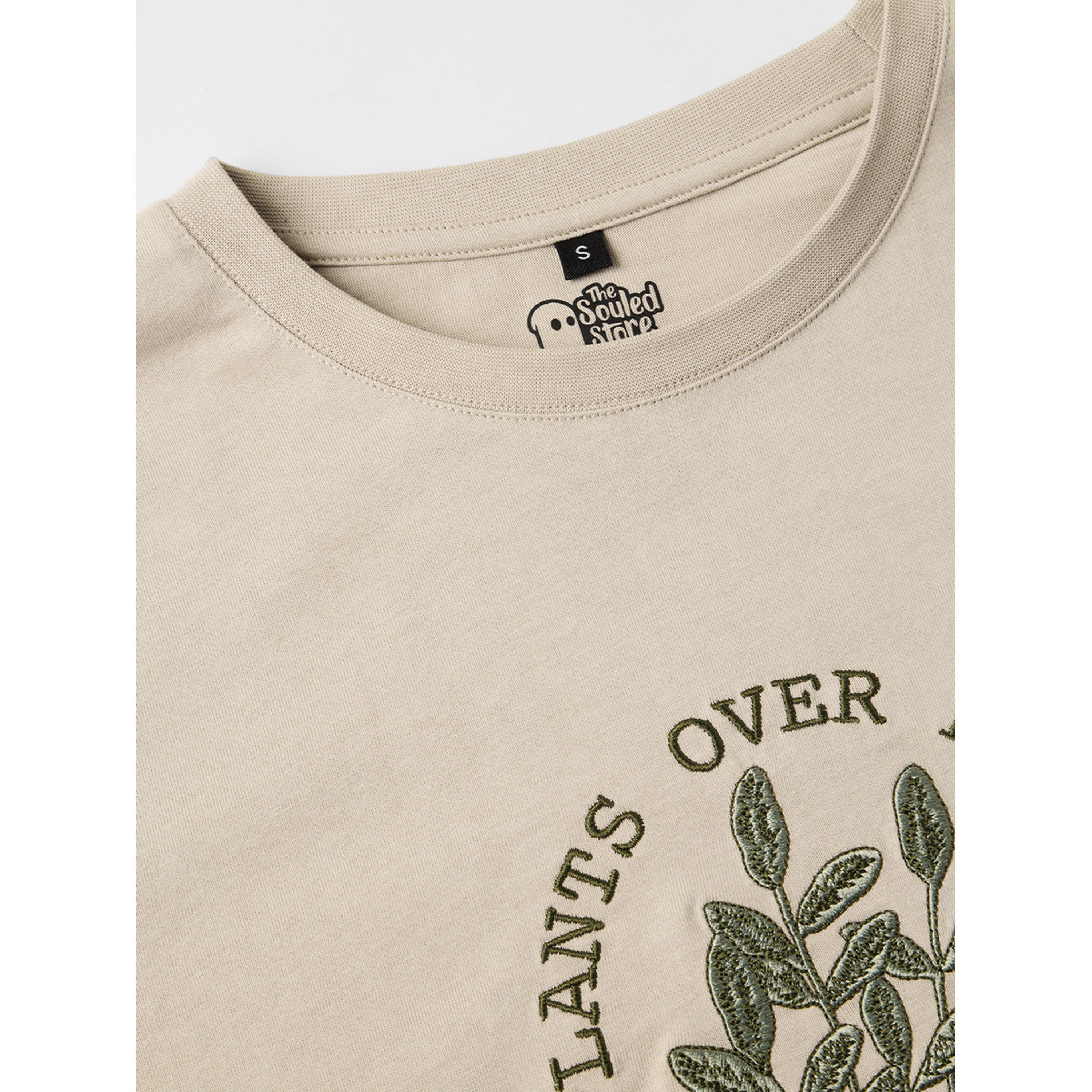 The Souled Store X Styli Beige Embroidered Relaxed Fit T-Shirt-women-clothing-tshirts-image-4
