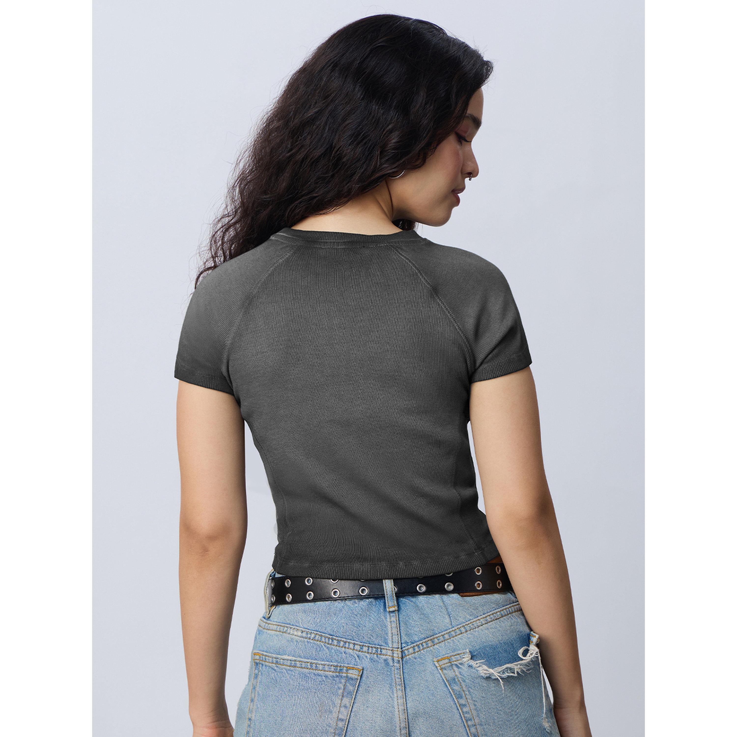 The Souled Store X Styli Grey Ribbed Acid Wash Crop T-Shirt-women-clothing-tshirts-image-3
