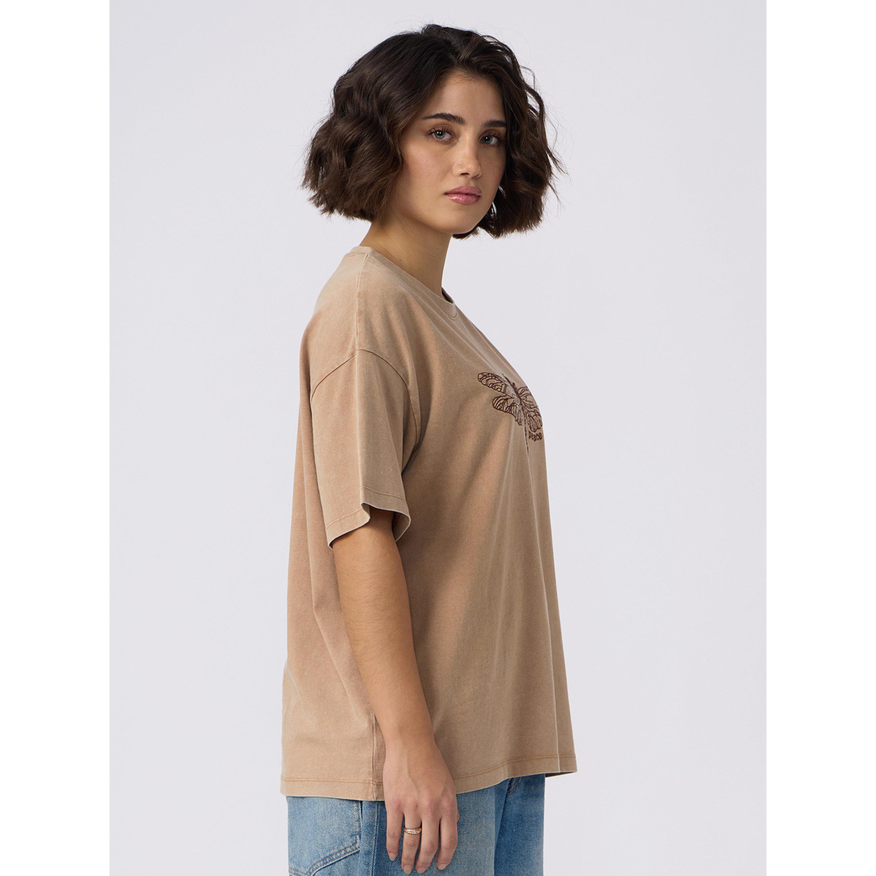 The Souled Store X Styli Brown Dragonfly Peace Oversized T-Shirt-women-clothing-tshirts-image-4
