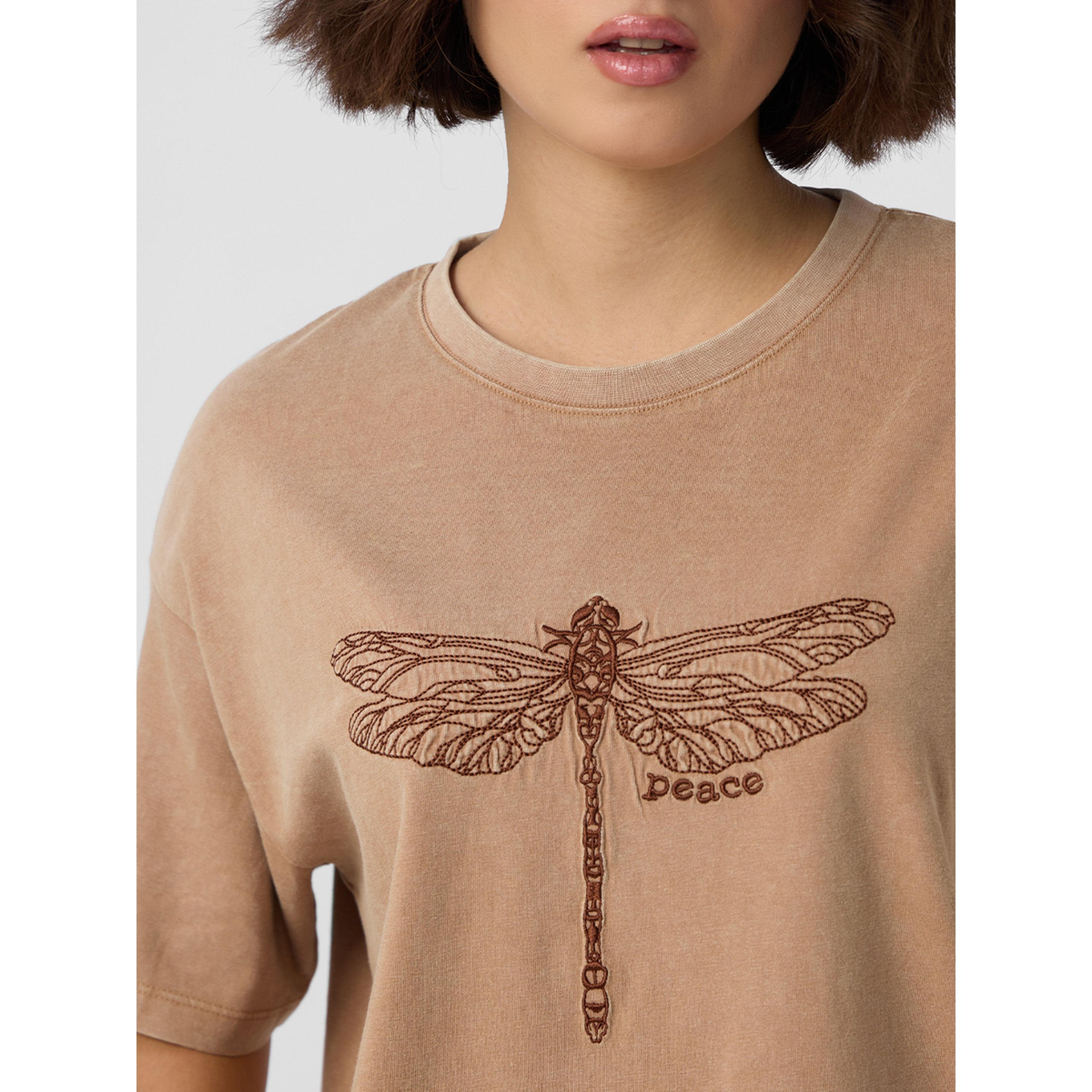 The Souled Store X Styli Brown Dragonfly Peace Oversized T-Shirt-women-clothing-tshirts-image-6
