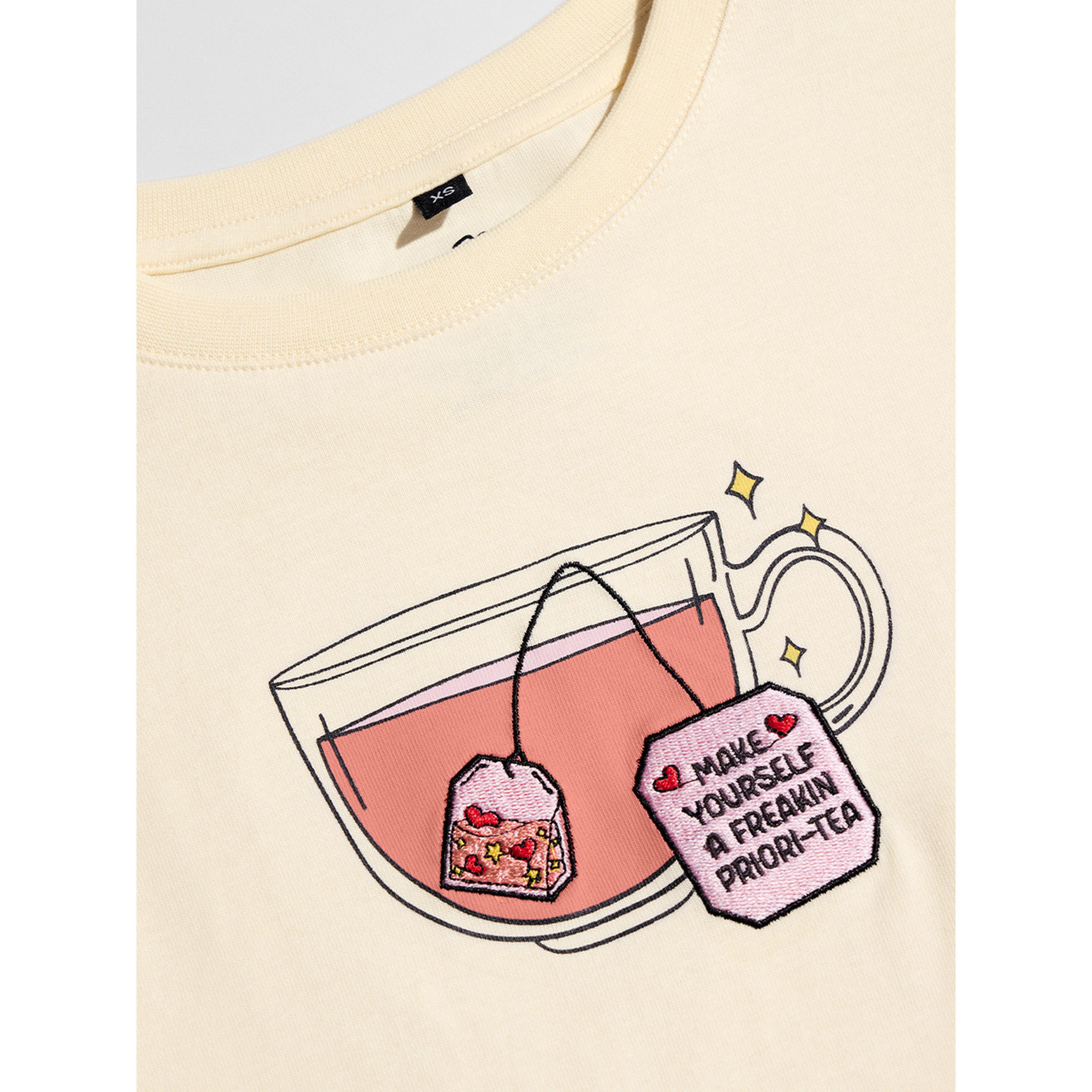 The Souled Store X Styli Cream Embroidered Cup Relaxed Fit T-Shirt-women-clothing-tshirts-image-5