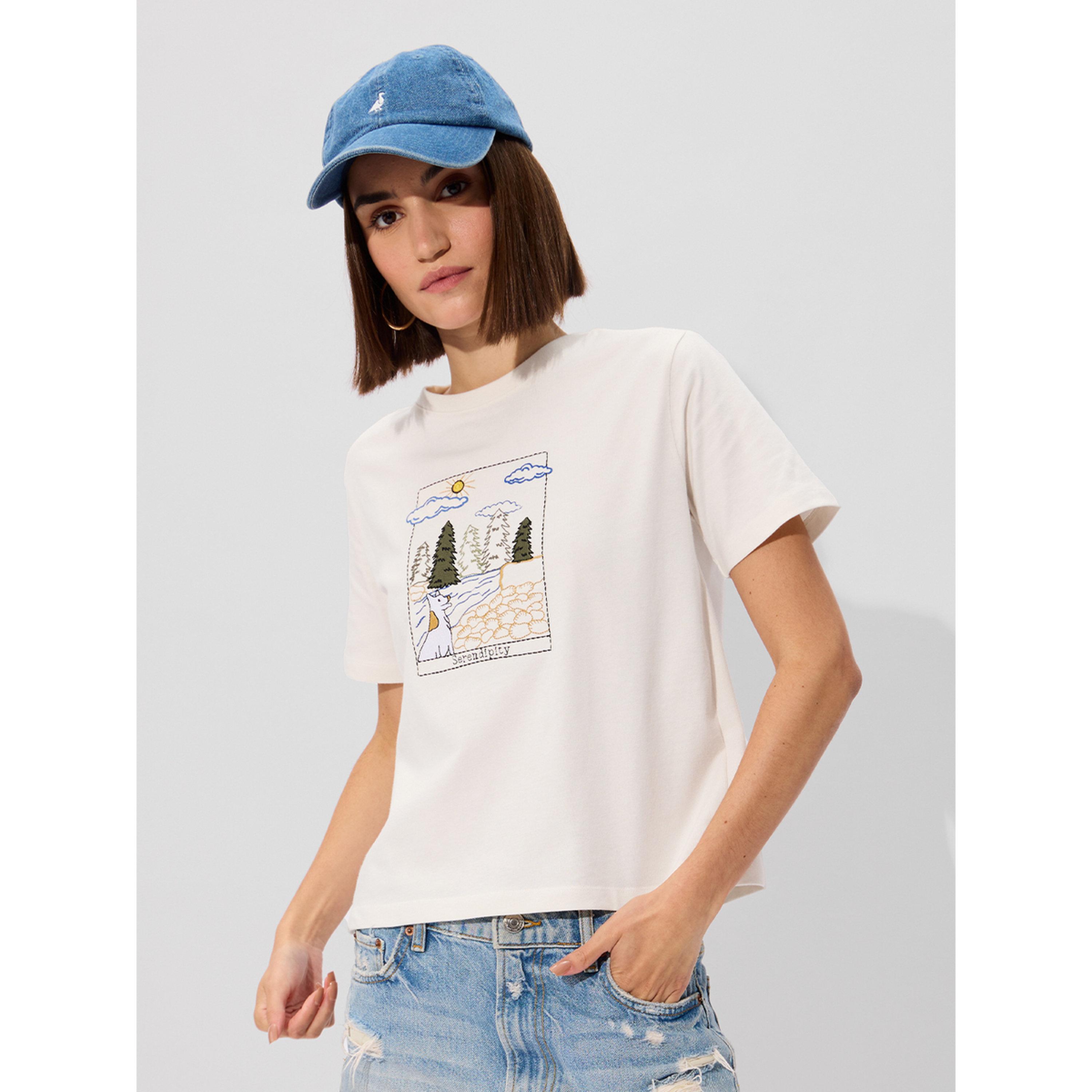 The Souled Store X Styli White Embroidered Relaxed Fit T-Shirt-women-clothing-tshirts-image-4