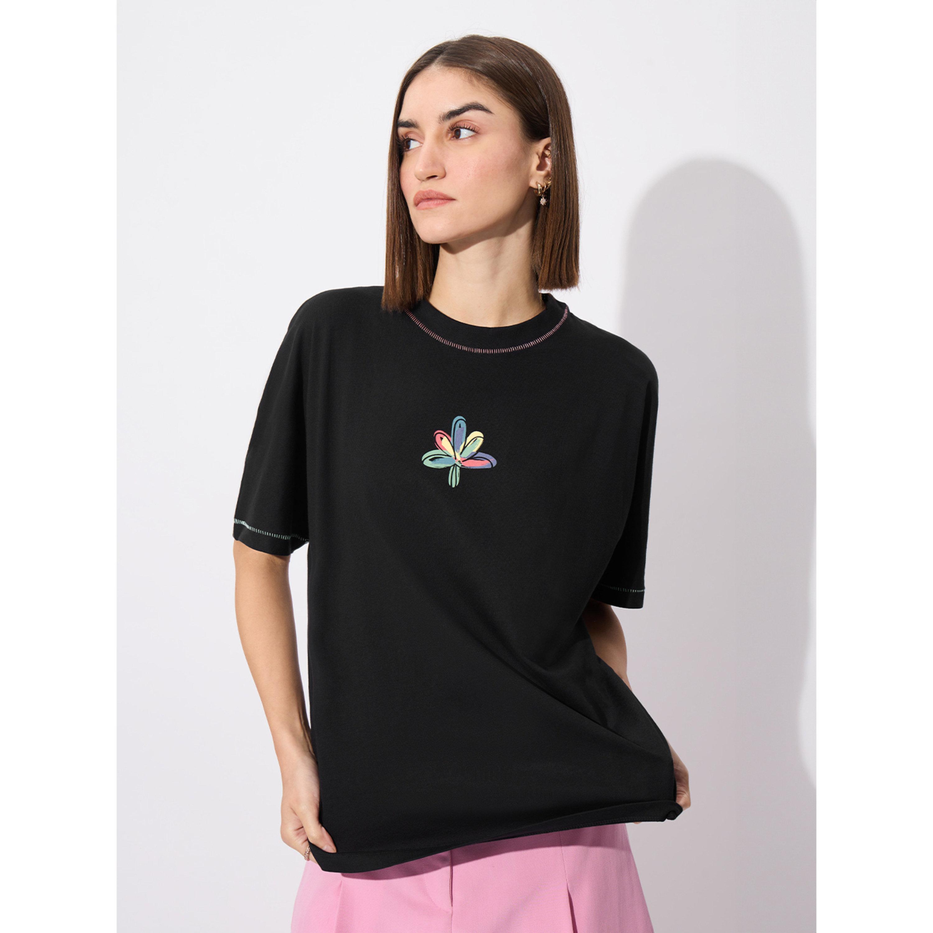 تيشيرت بطبعة جرافيك بقصة واسعة-women-clothing-tshirts-image-1