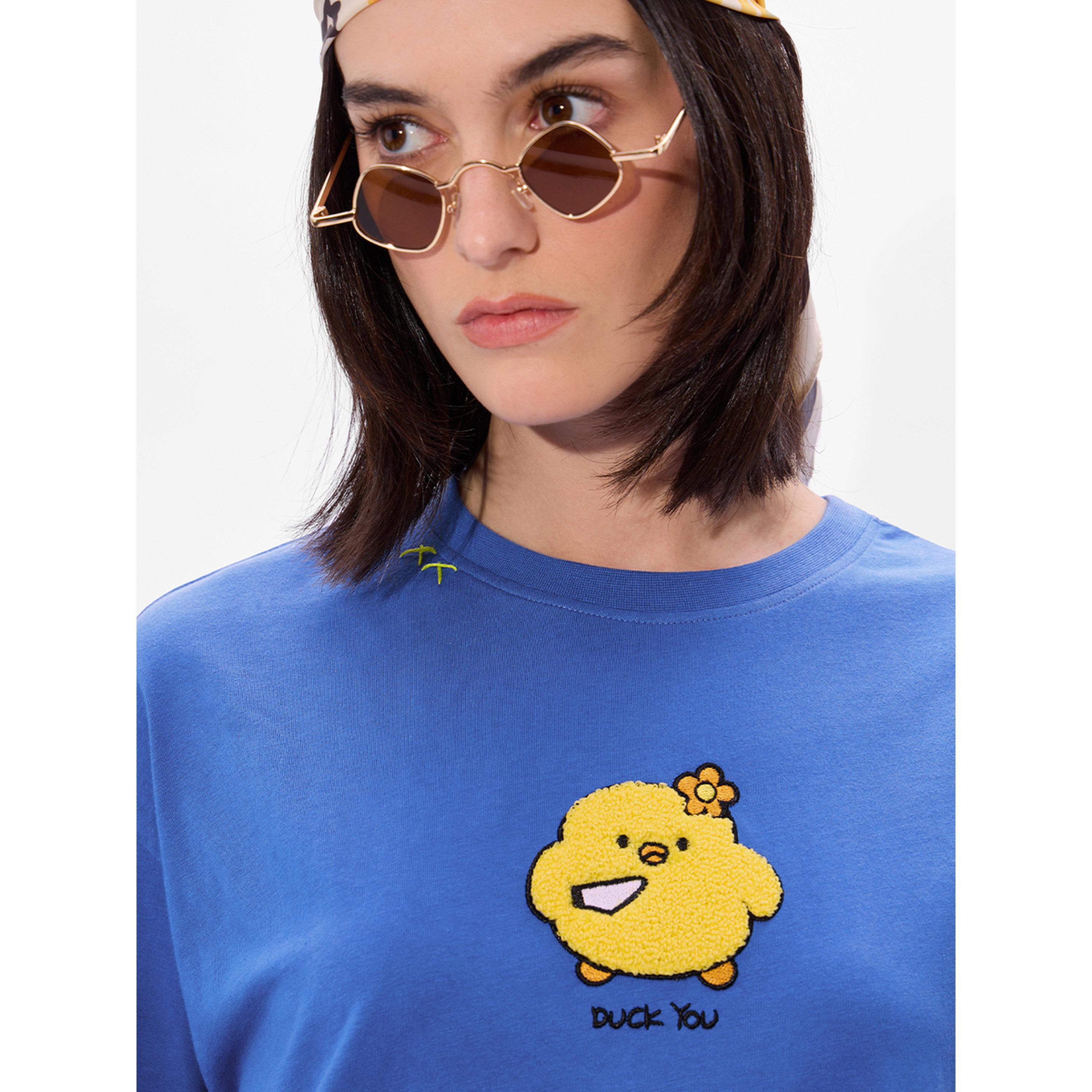 The Souled Store X Styli Blue Embroidered Oversized T-Shirt-women-clothing-tshirts-image-5