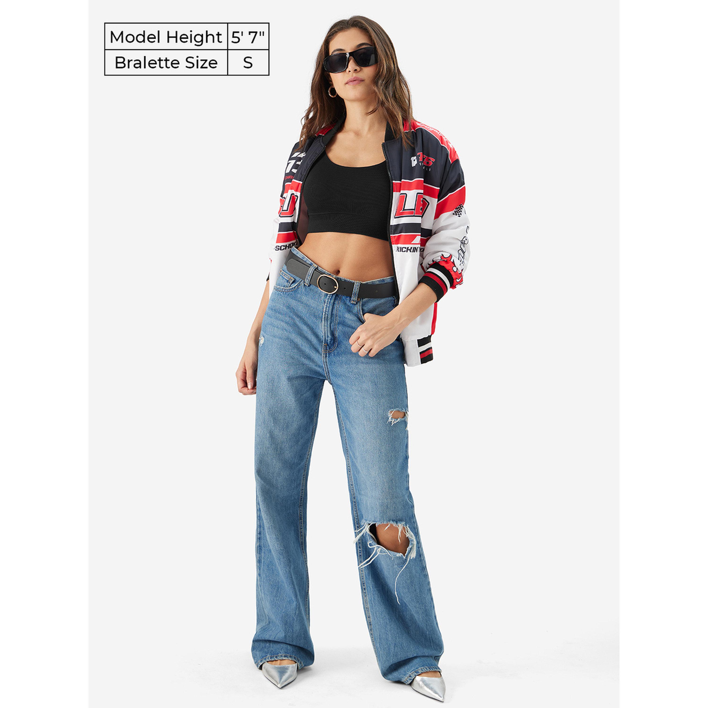 The Souled Store X Styli Black Solid Ribbed Bralette-women-clothing-shirtsandblouses-blouses-image-2