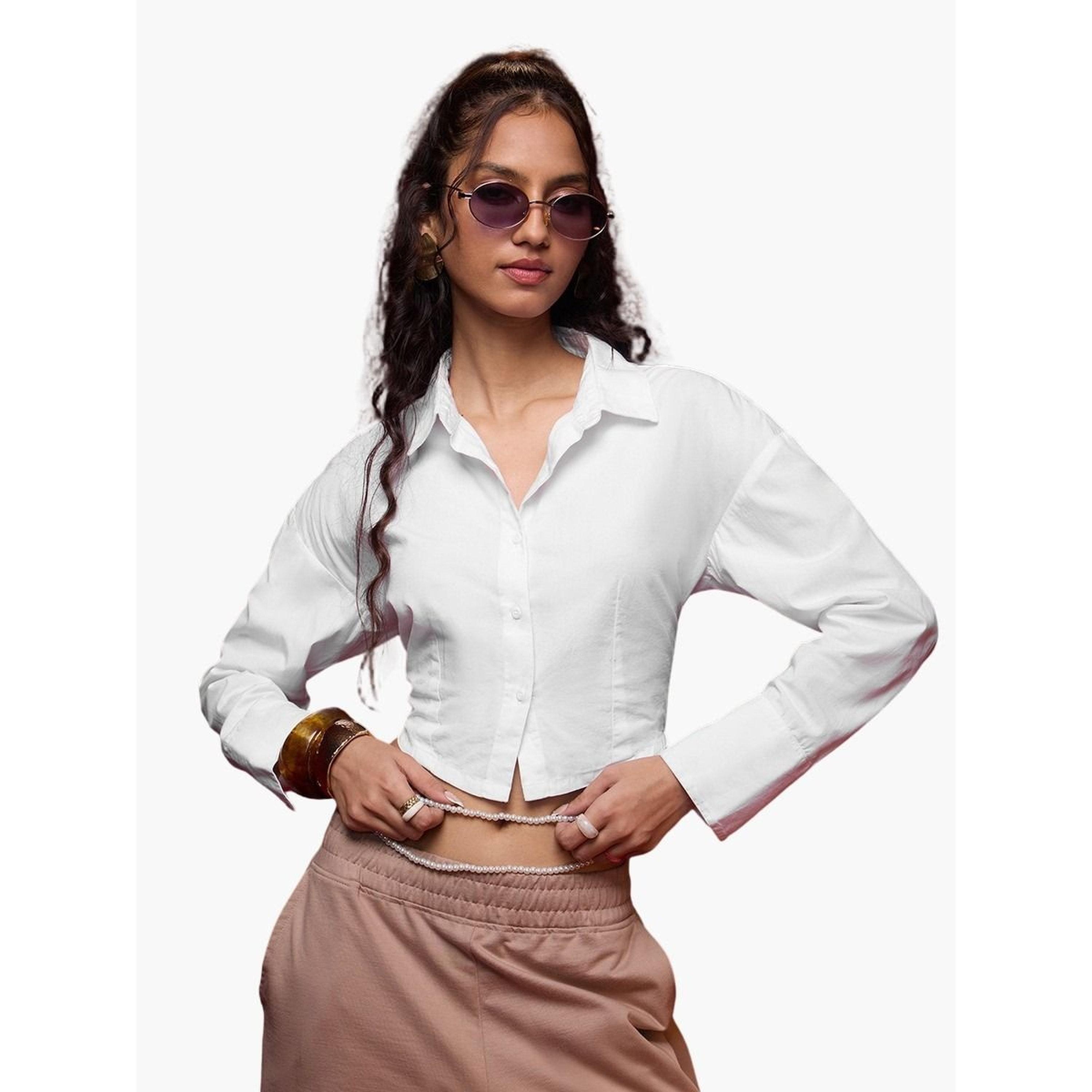 بلوزة قطن قصيرة بأكمام طويلة-women-clothing-shirtsandblouses-blouses-image-1