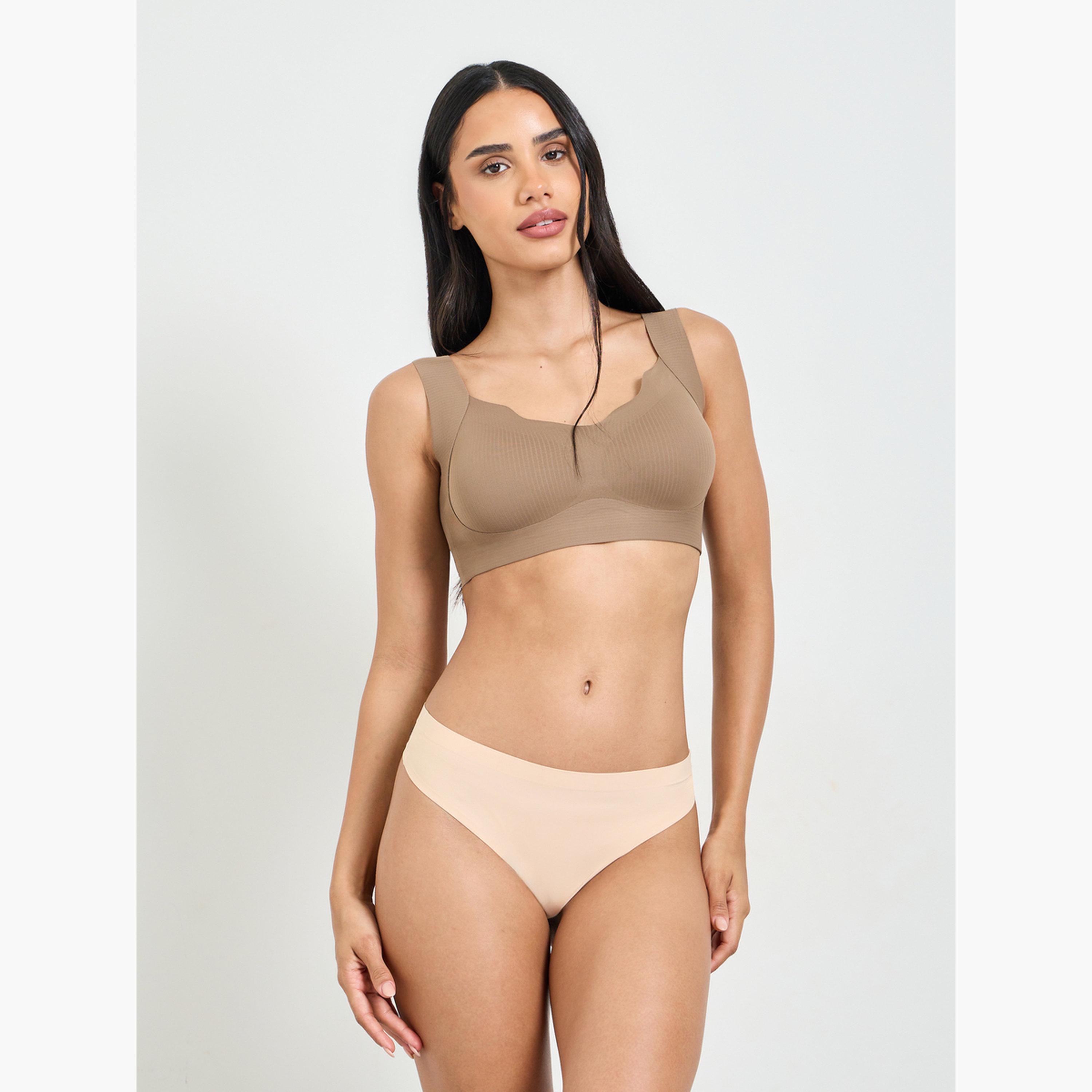 Take Two Solid Texture Padded Non Wired T-Shirt Bra-women-clothing-lingerie-bras-image-2