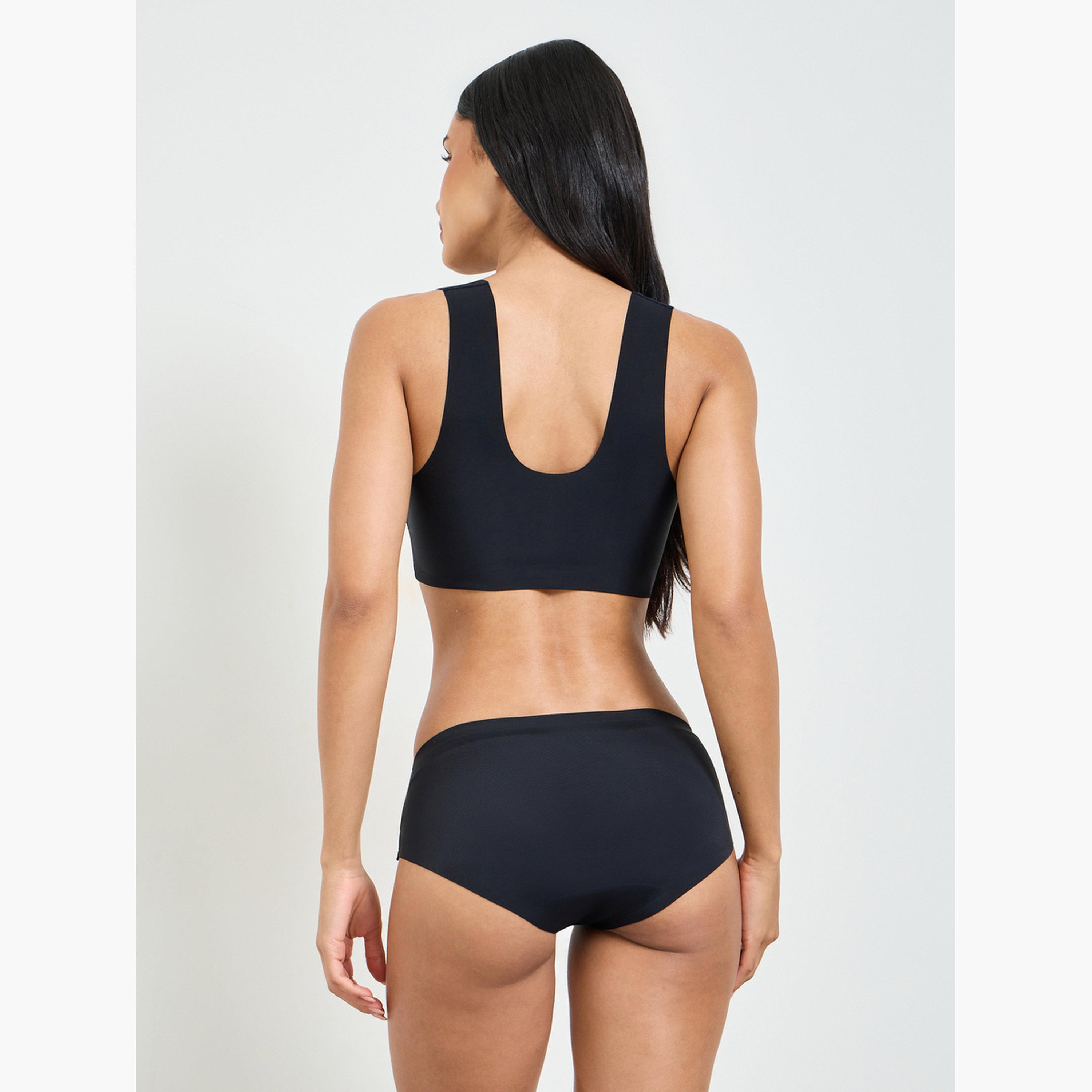 Take Two Black Lace Insert Padded Non Wired Bra and Midi Brief Set-women-clothing-lingerie-lingeriesets-image-3