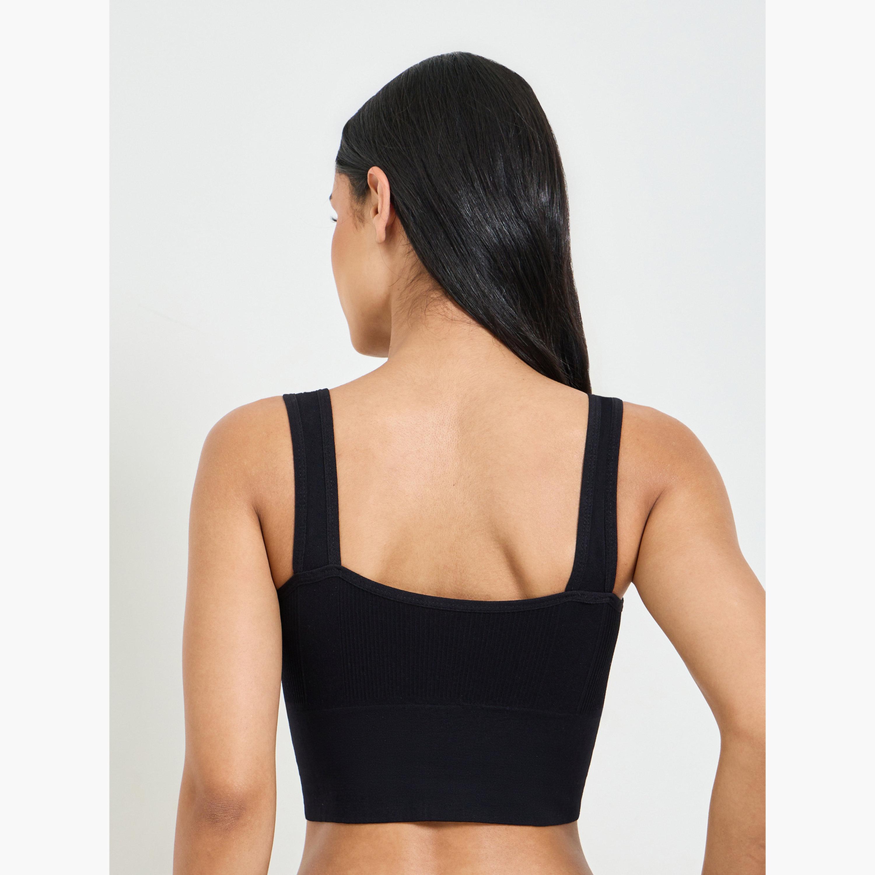 Take Two Solid Texture Padded Non Wired Longline Croptop-women-clothing-lingerie-bras-image-3
